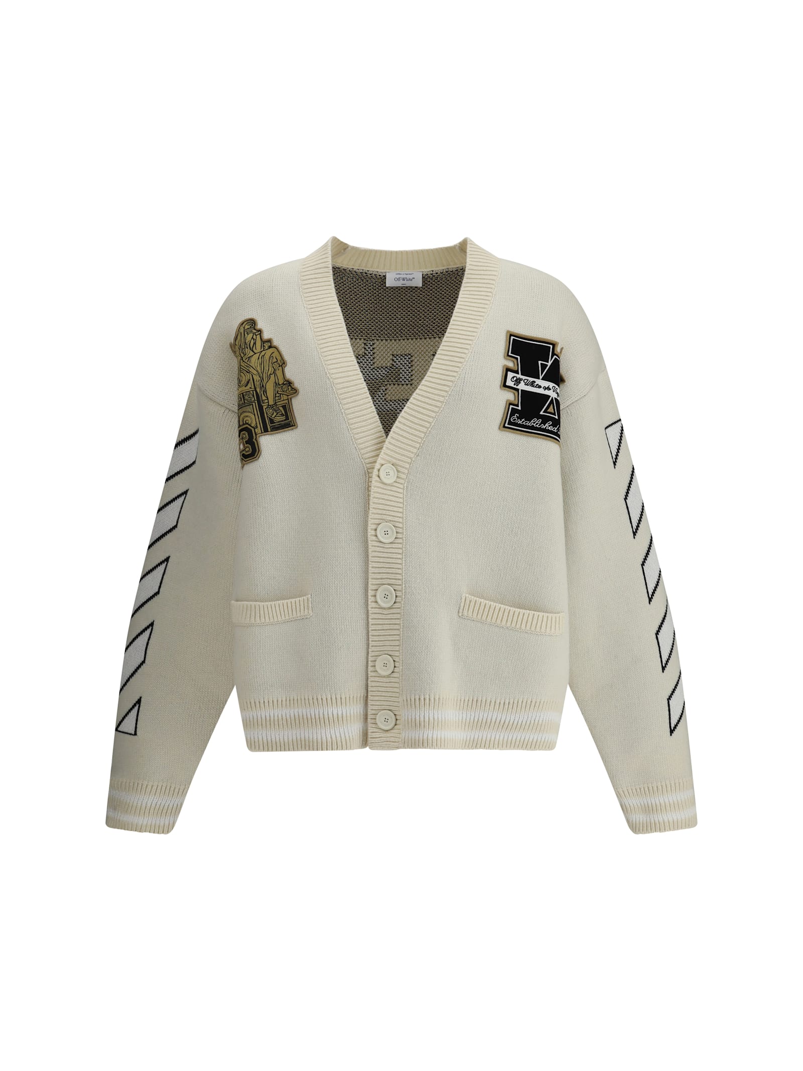 Off-white Lion-embroidery Cardigan In Gray