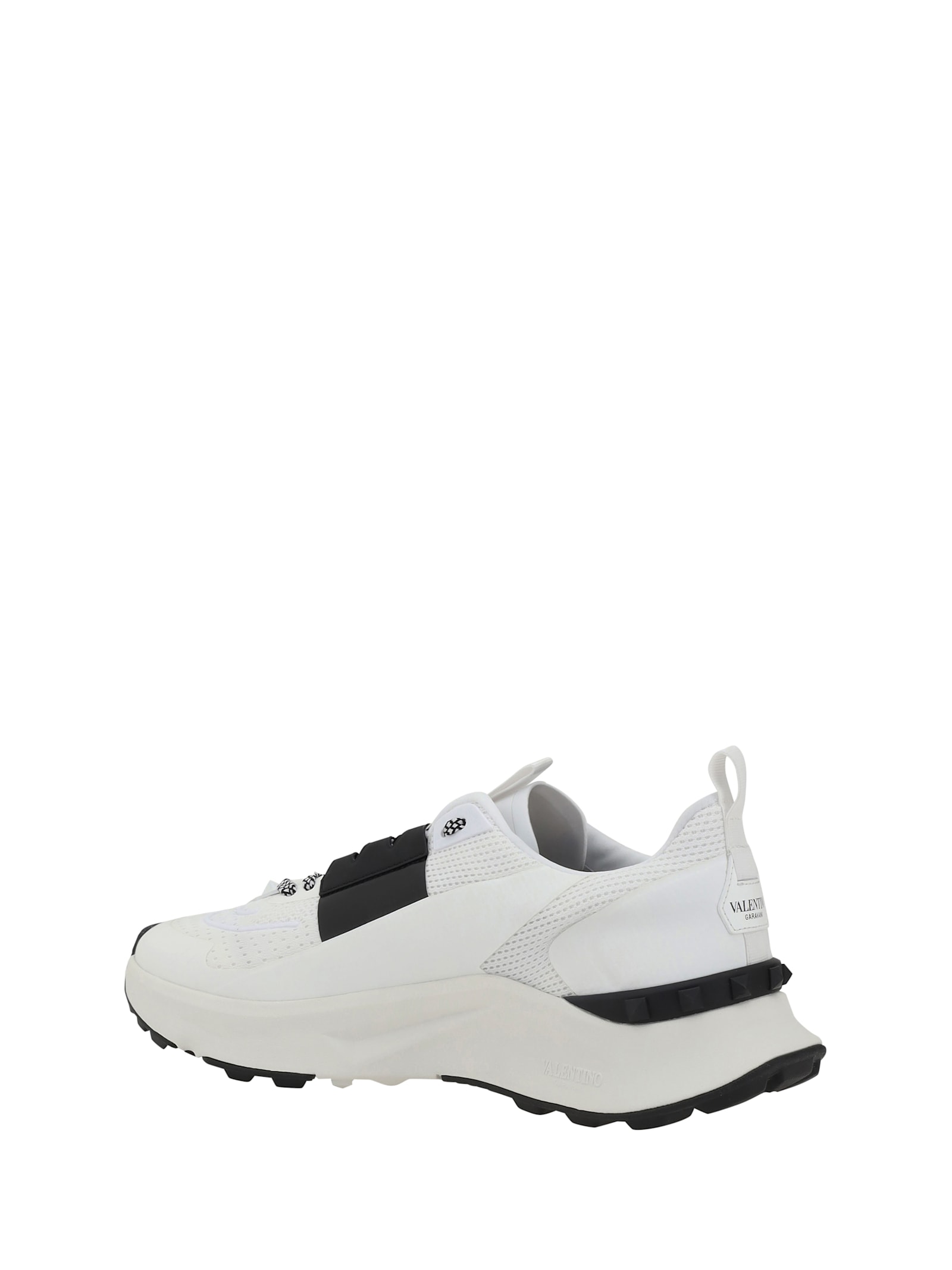 Valentino True Act Low Top Trainer In Mesh And Rubberised Fabric In Bianco-nero/bianco/bia-ne