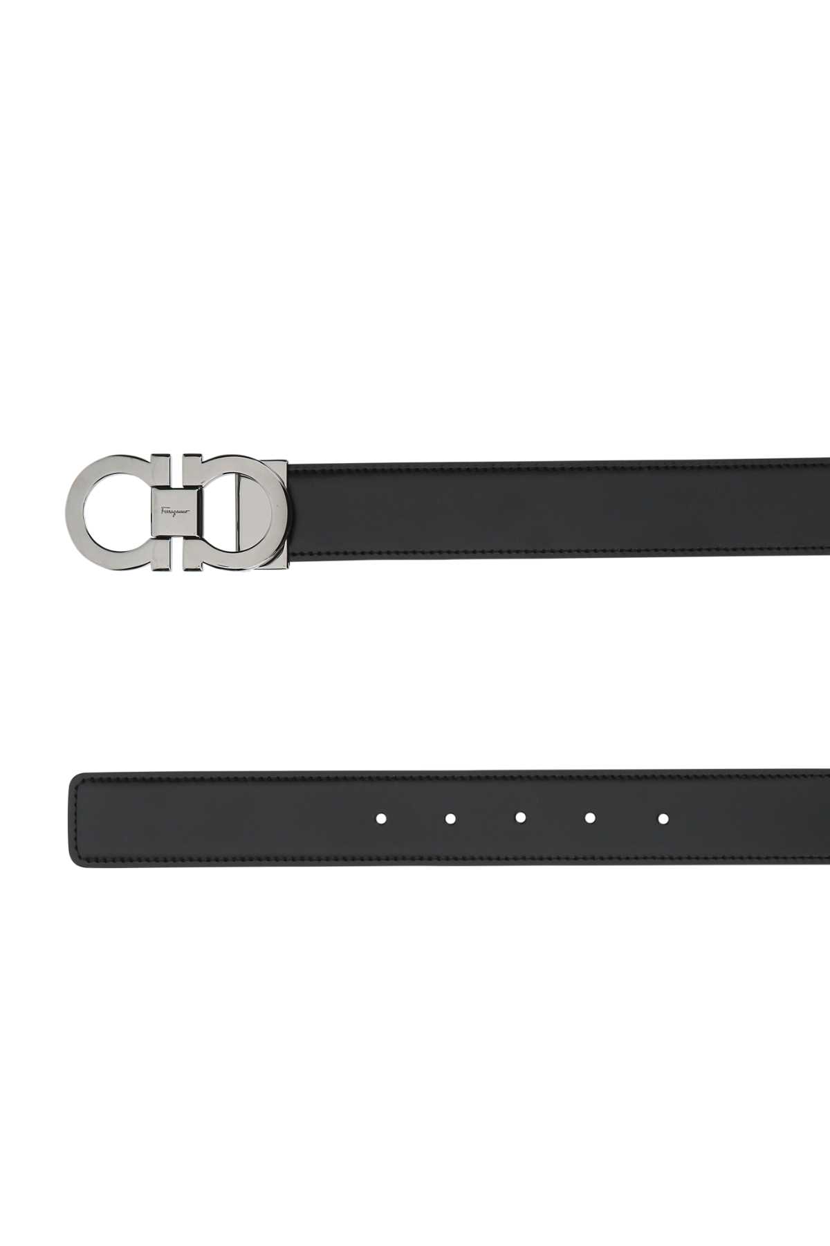 Ferragamo Black Reversible Logo Buckle Solid Belt In Black