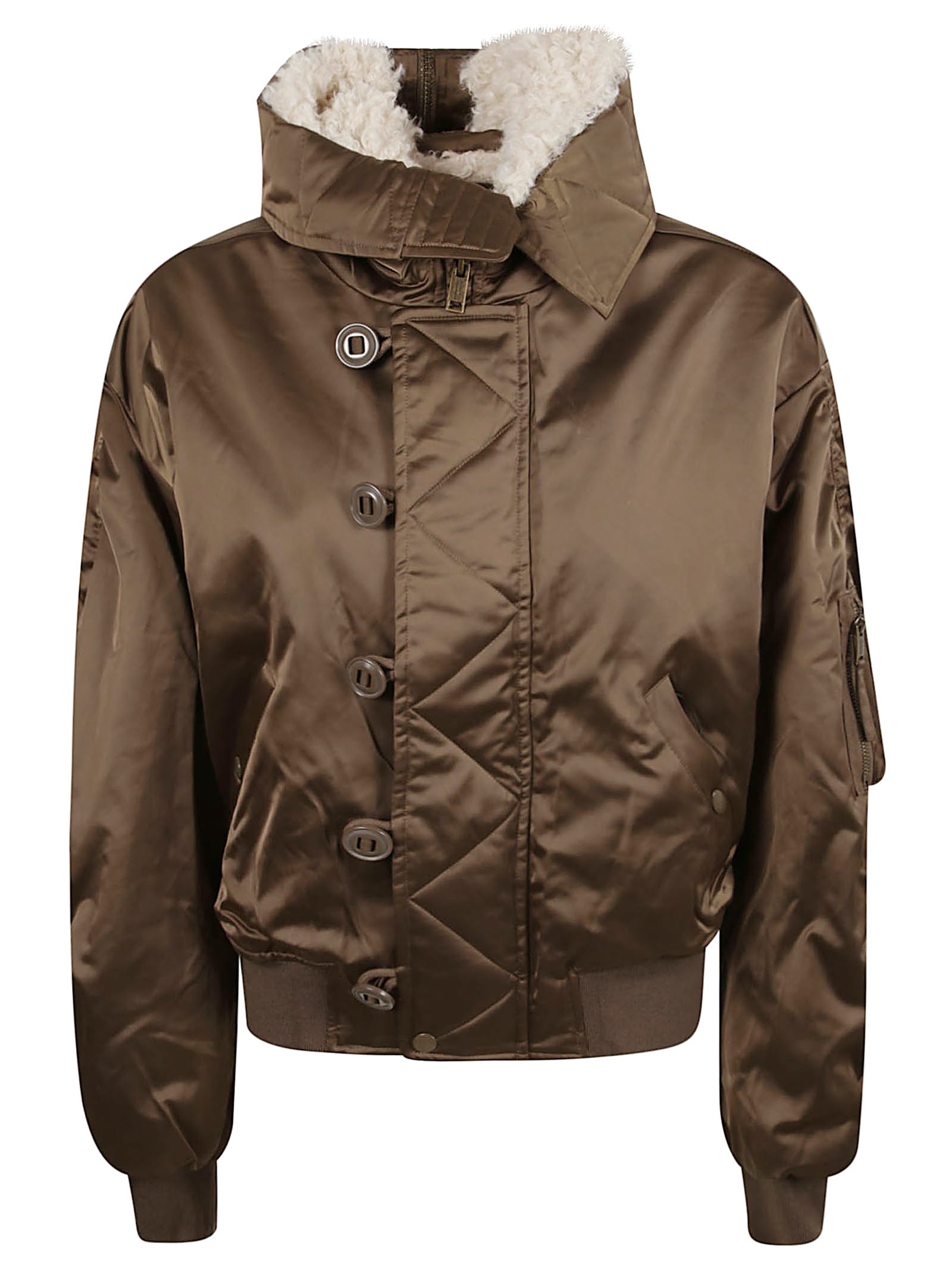 Isabel Marant Elisa Quilted Faux-fur Collar Jacket In Green