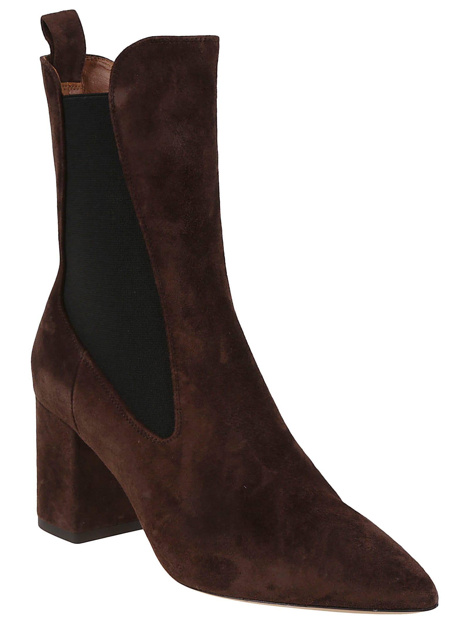 Paris Texas Pointed Ankle Boots In Soft Pepper Suede Leather In Brown