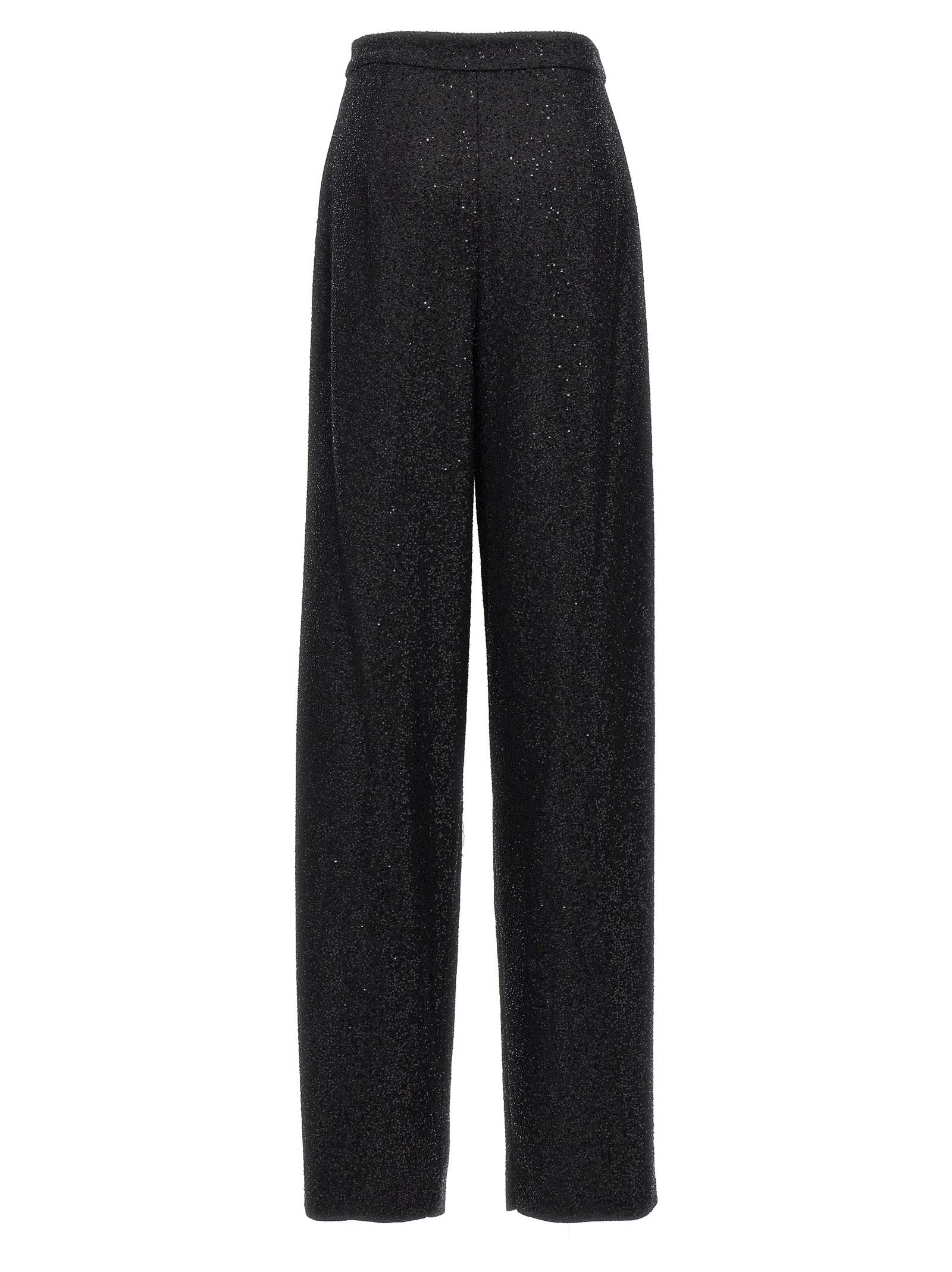 Max Mara Navigli Viscose Blend Trouser With Sequins In Black