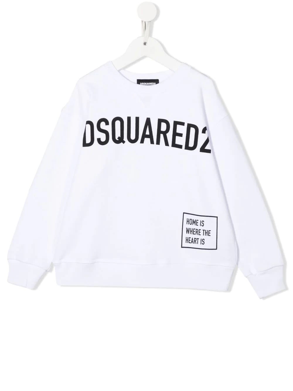 Dsquared2 Kids White Sweatshirt With Logo And Slogan Print
