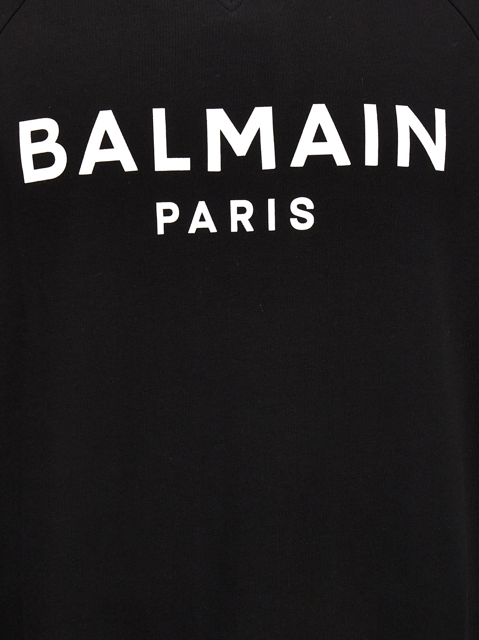 Shop Balmain Logo Sweatshirt In Eab Noir Blanc