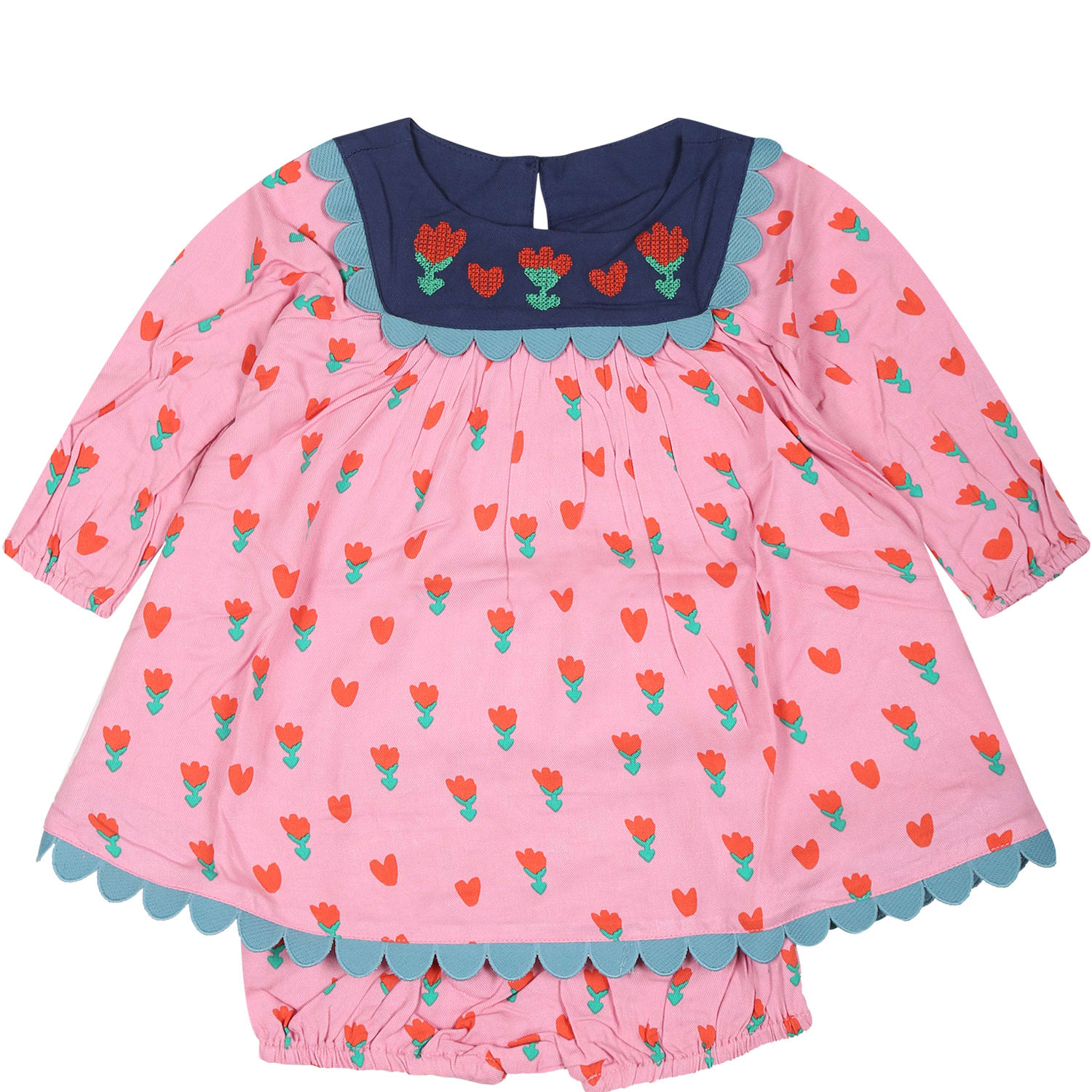 Shop Stella Mccartney Pink Dress For Baby Girl With Tulip Print