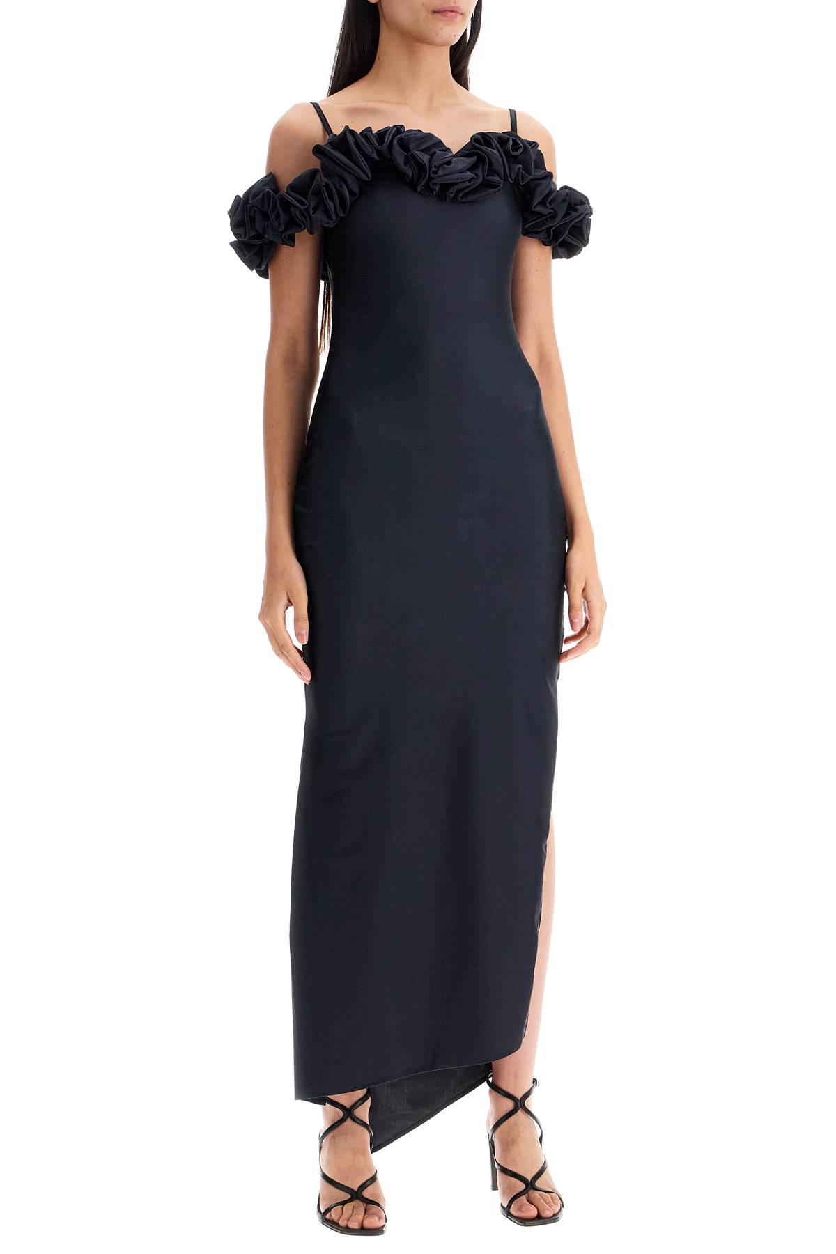 Shop Coperni Maxi Dress With Ruffles In Black