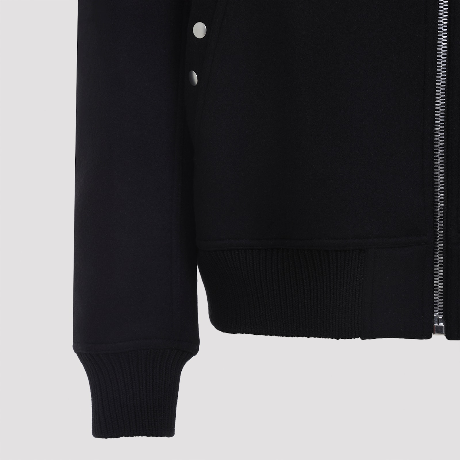 Rick Owens High Collar Jacket With Ribbed Cuffs And Hem In Black