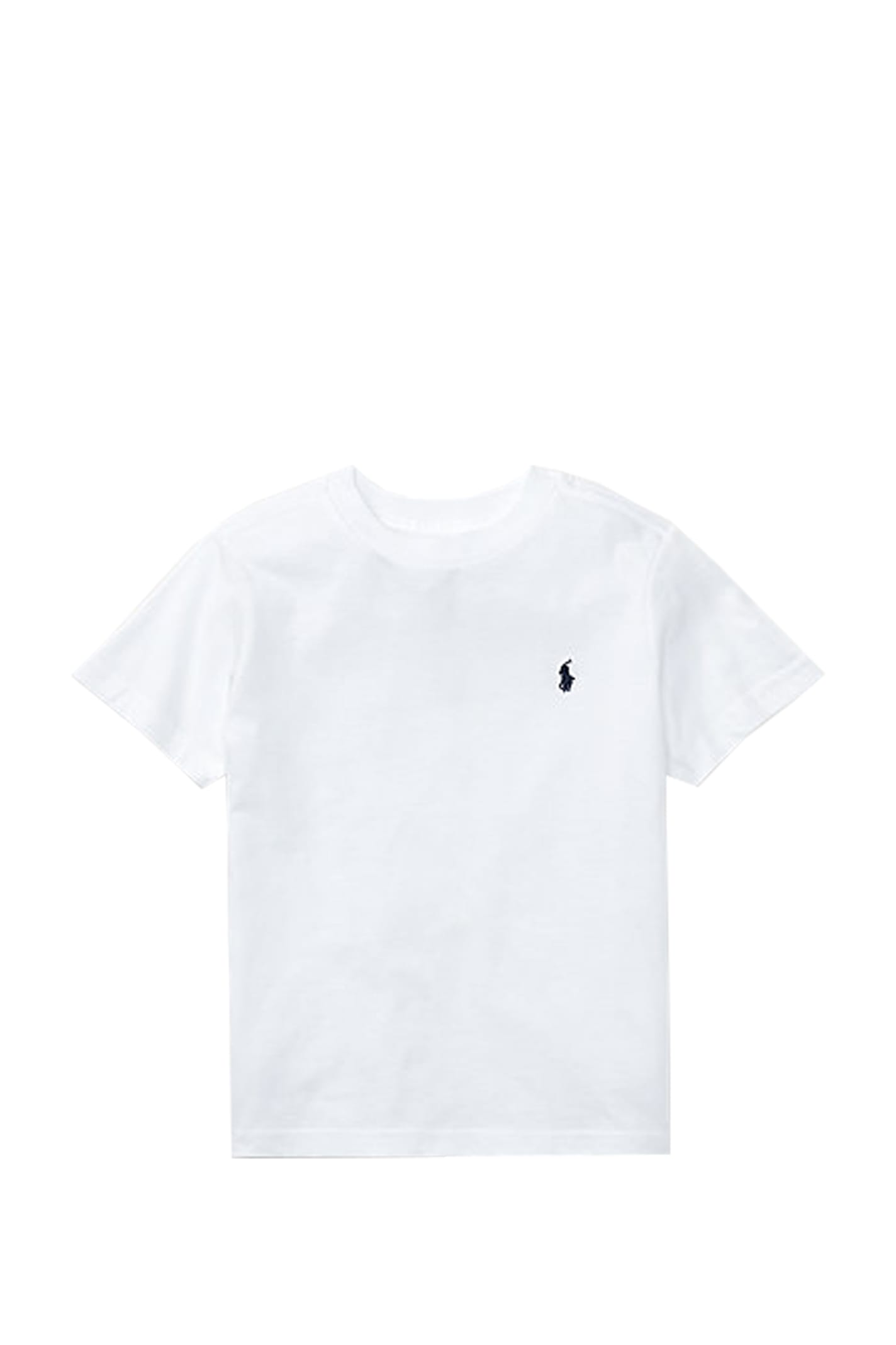 Ralph Lauren Kids' Crew Neck T-shirt In Cotton Jersey In White
