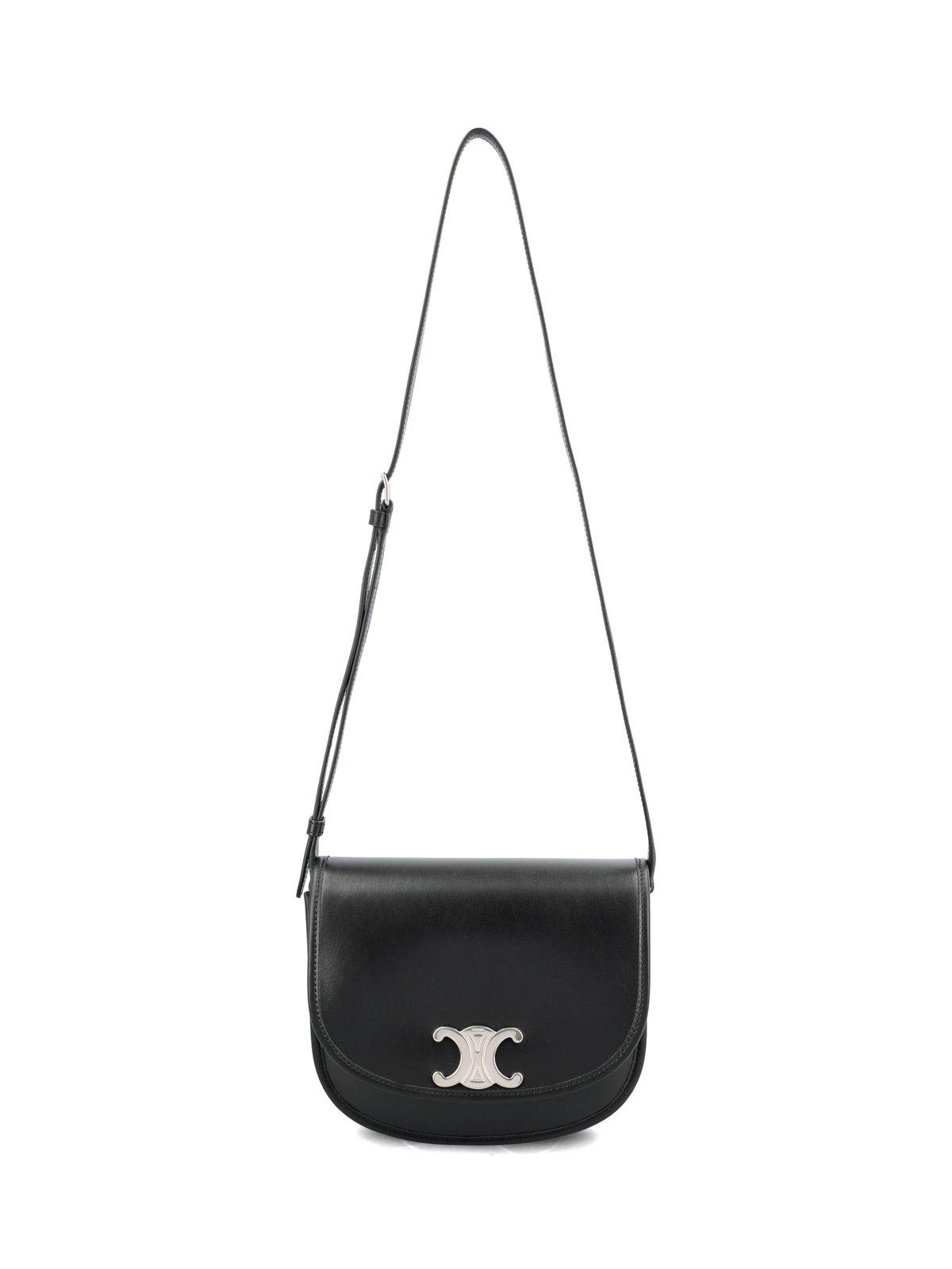 Shop Celine Medium Besace Triomphe Shoulder Bag In Si Black