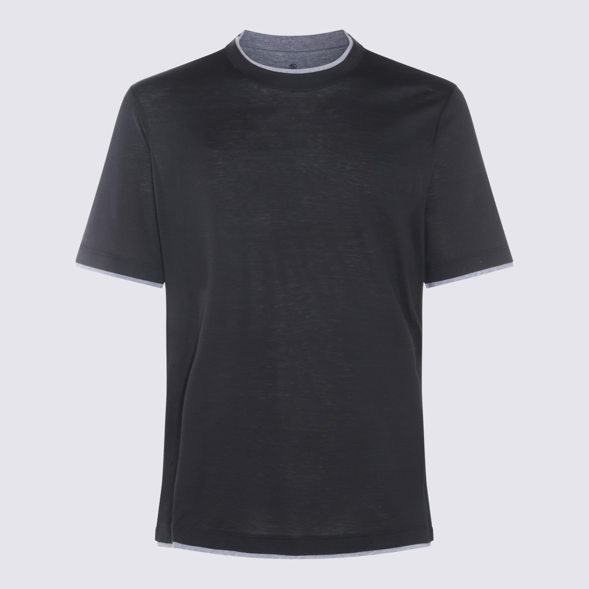 Shop Brunello Cucinelli Dark Grey Silk T-shirt