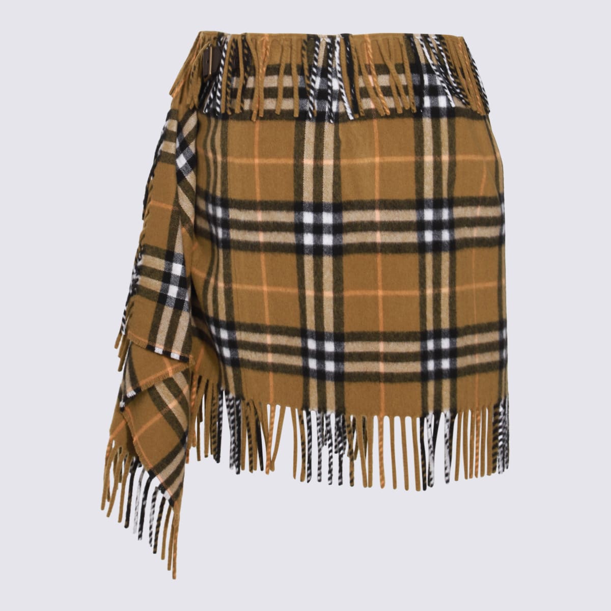 Shop Burberry Beige Wool Skirt In Oxide Ip Check