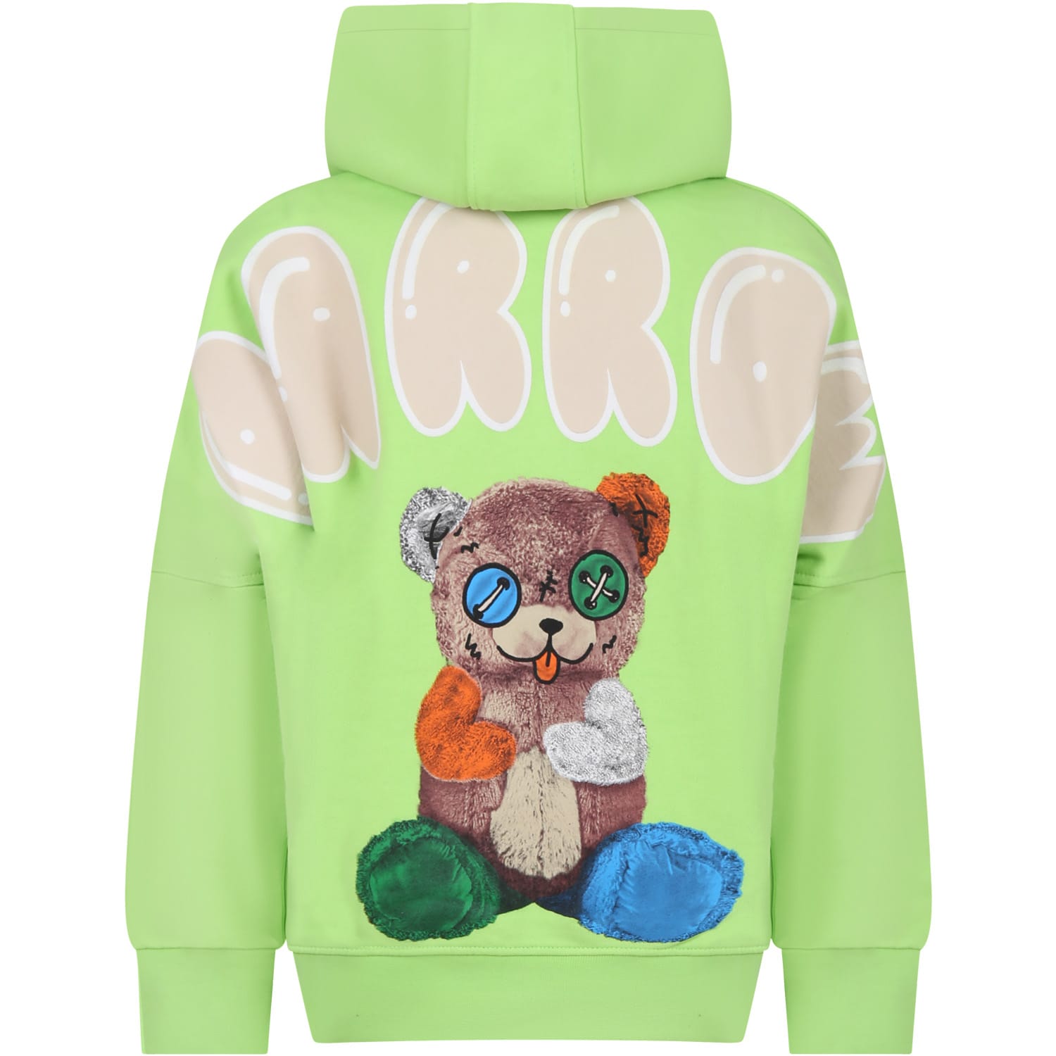 Barrow Green Sweatshirt For Kids With Bear Logo And Print In Cedro