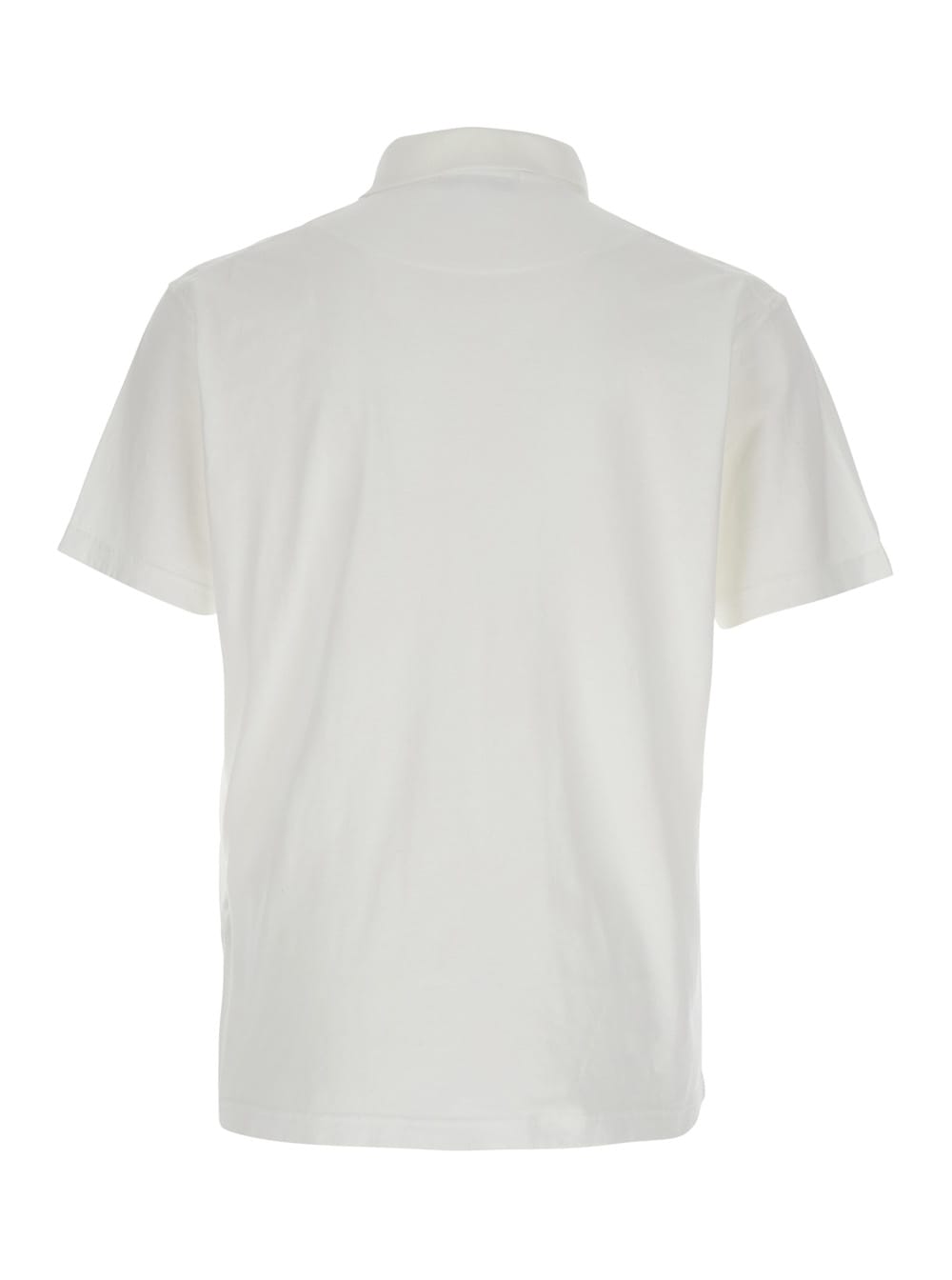 Stone Island White Polo Shirt With Logo Patch On The Front In Cotton Man In White