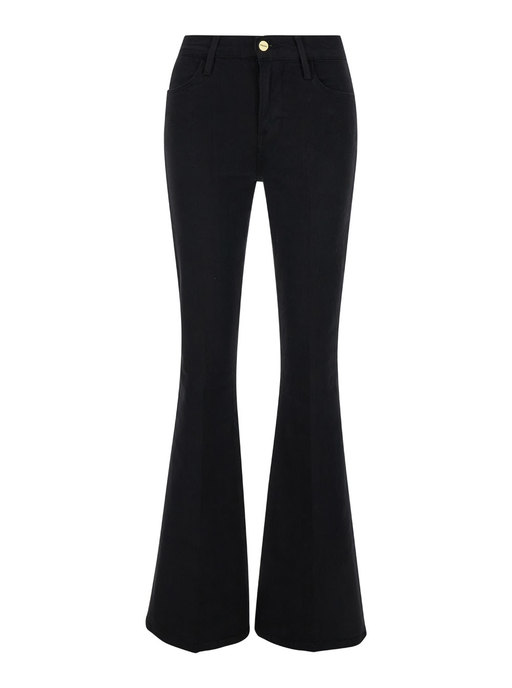 Shop Frame Le High Flare Black Jeans With Flared Bottom In Denim Woman