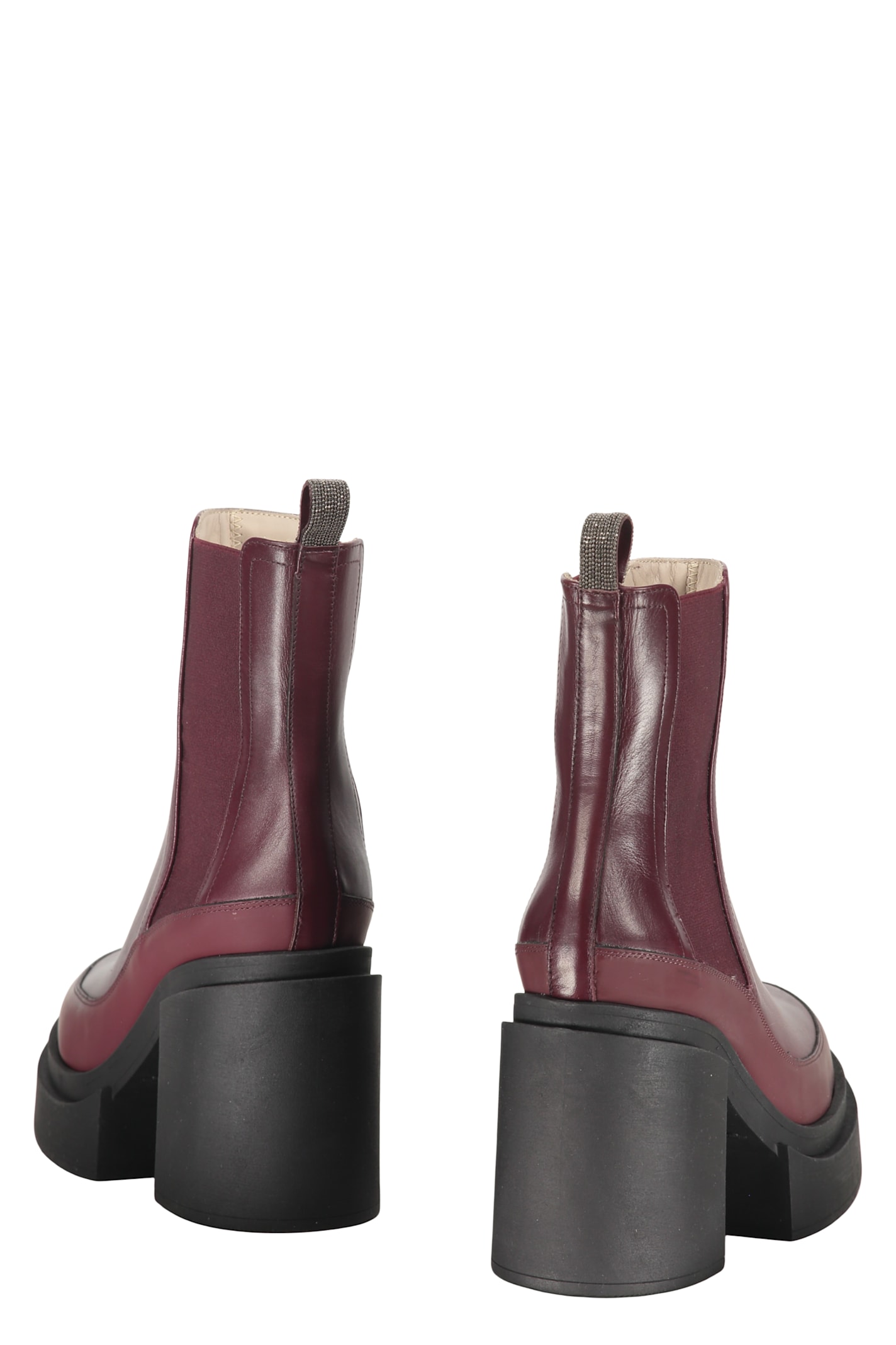 Fabiana Filippi Flatform Combat Boots In Burgundy