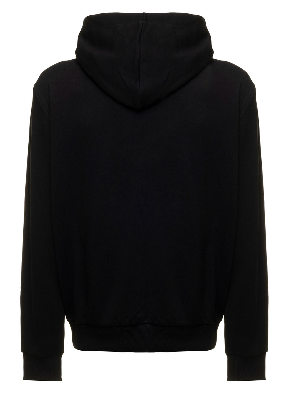 Shop Balmain Black Hoodie With Contrasting Logo Print In Cotton Man