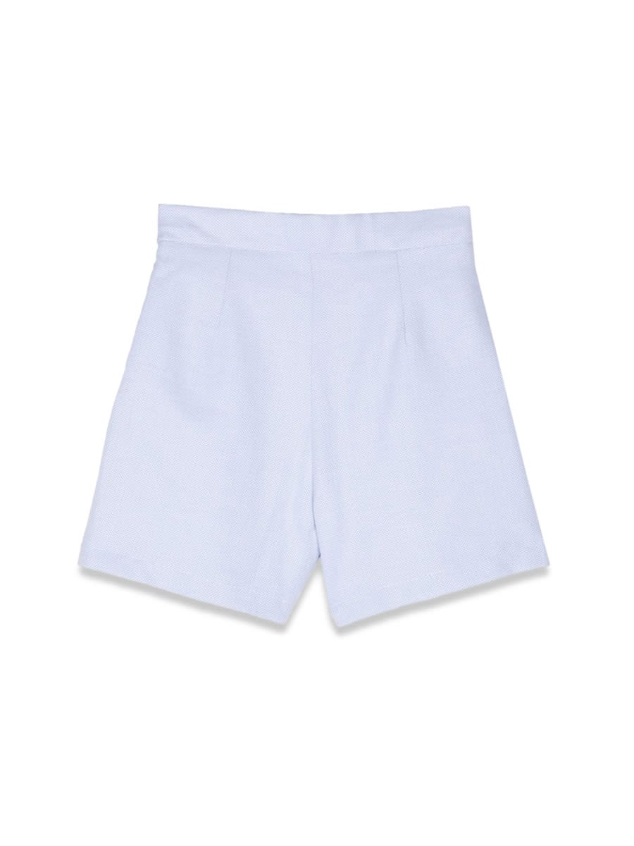 Simonetta Ruffle-trim Pleated Shorts In Baby Blue