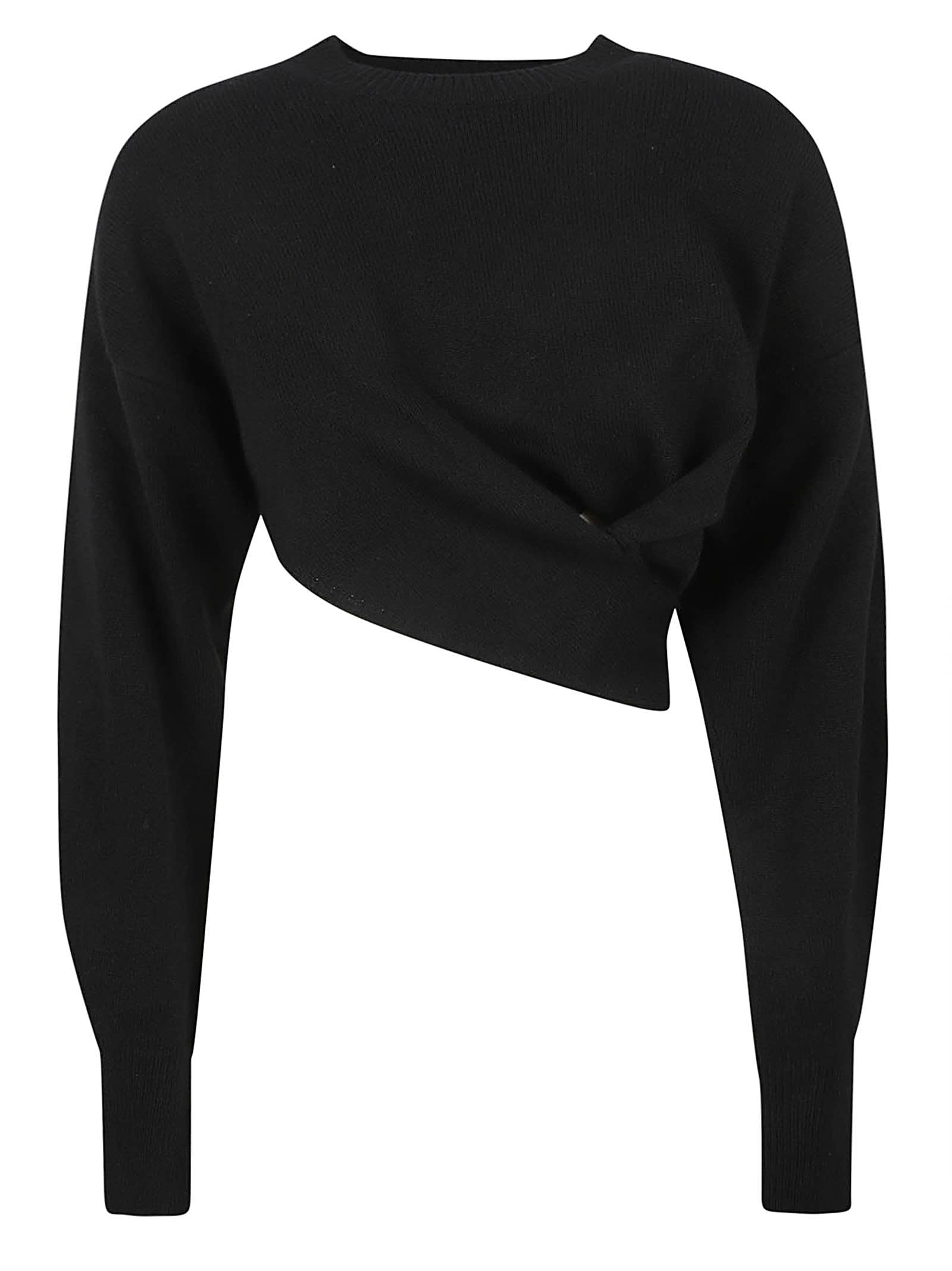Shop Alexander Mcqueen Asymmetric Rib Knit Sweater In Black