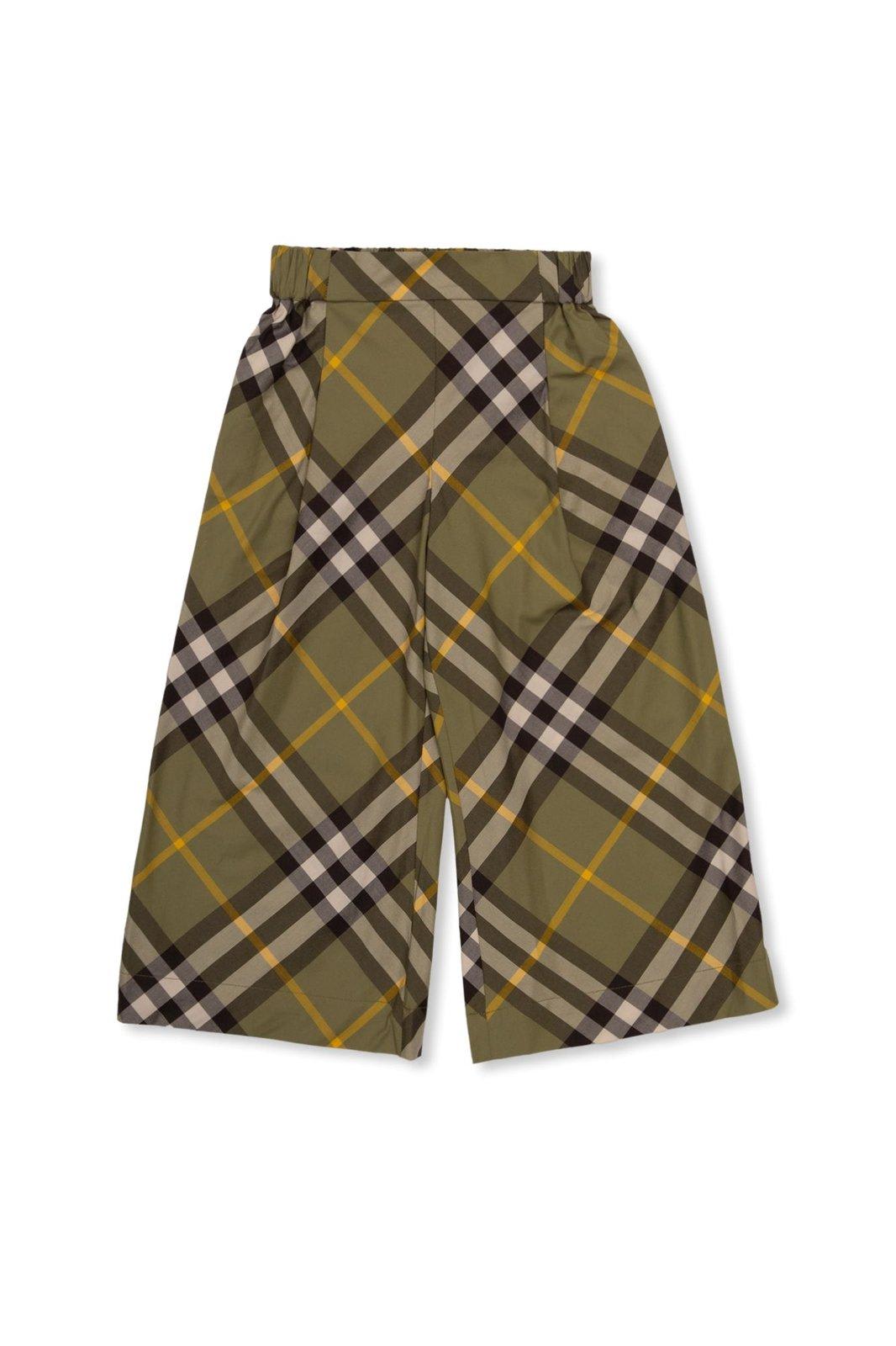 Shop Burberry Checked Wide-leg Trousers