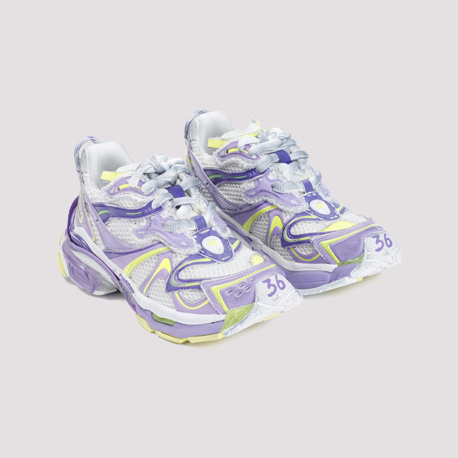 Shop Balenciaga Runner 2 Sneakers In Eggshell Lilac Yellow