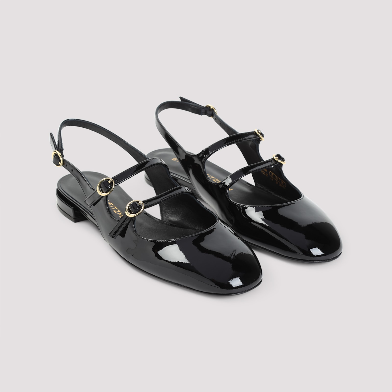 Stuart Weitzman Benni Patent Leather Slingback Flats In Blk Black