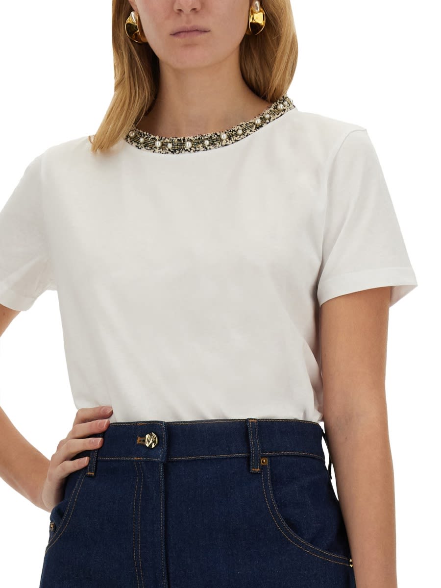Nina Ricci T-shirt With Embroidered Collar In White