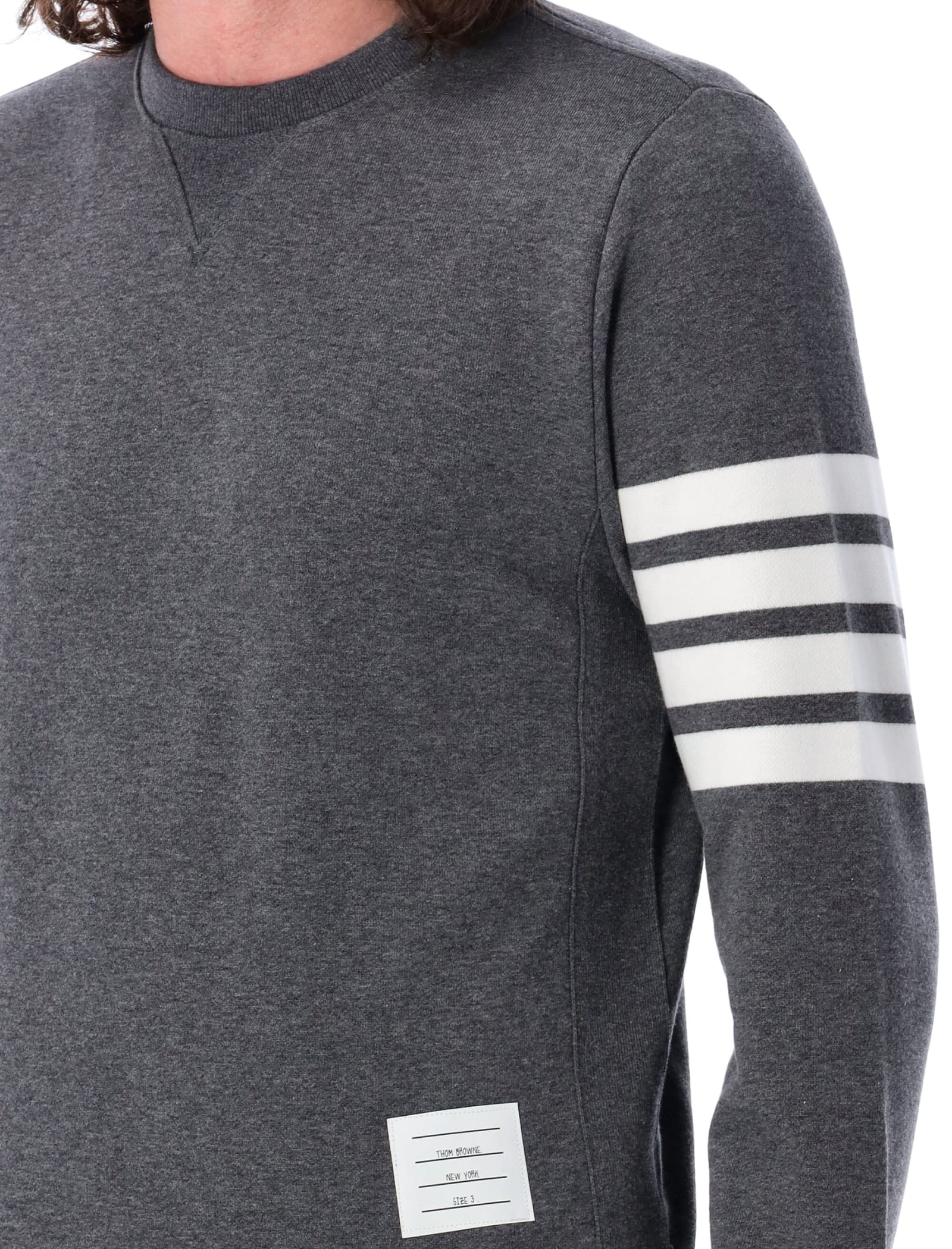 Shop Thom Browne Classic Crewneck In Dark Grey