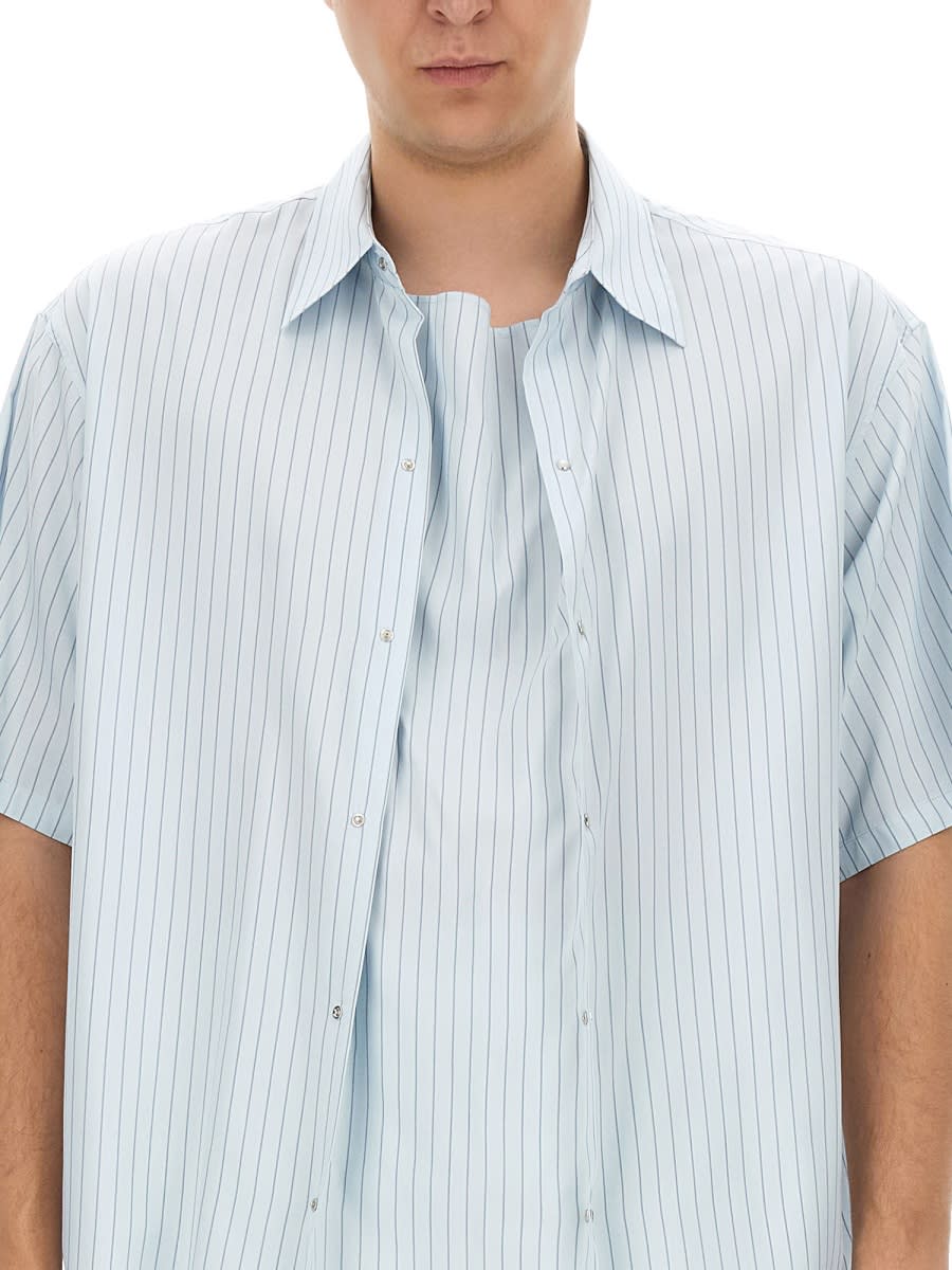 Shop Lanvin Striped Shirt In Light Blue