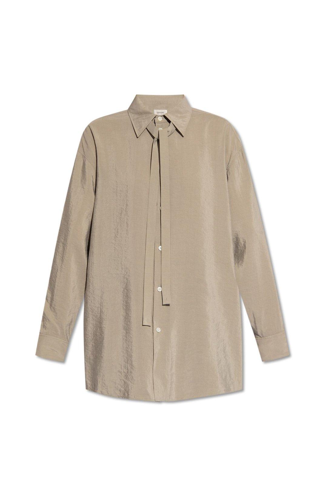 Shop Lemaire Long Sleeved Buttoned Shirt In Bk885 Light Misty Grey