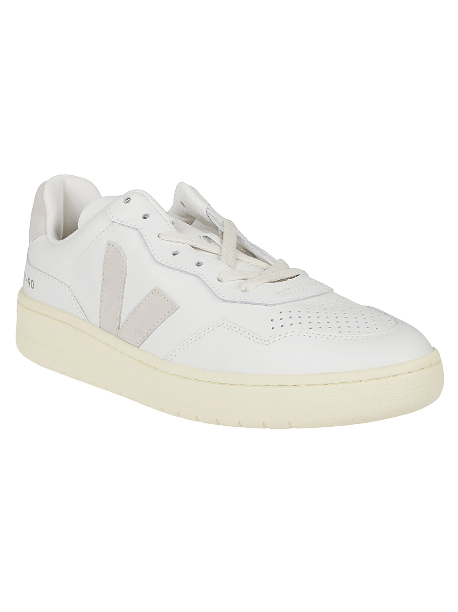 Veja V-90 O. T. Leather Sneakers In White
