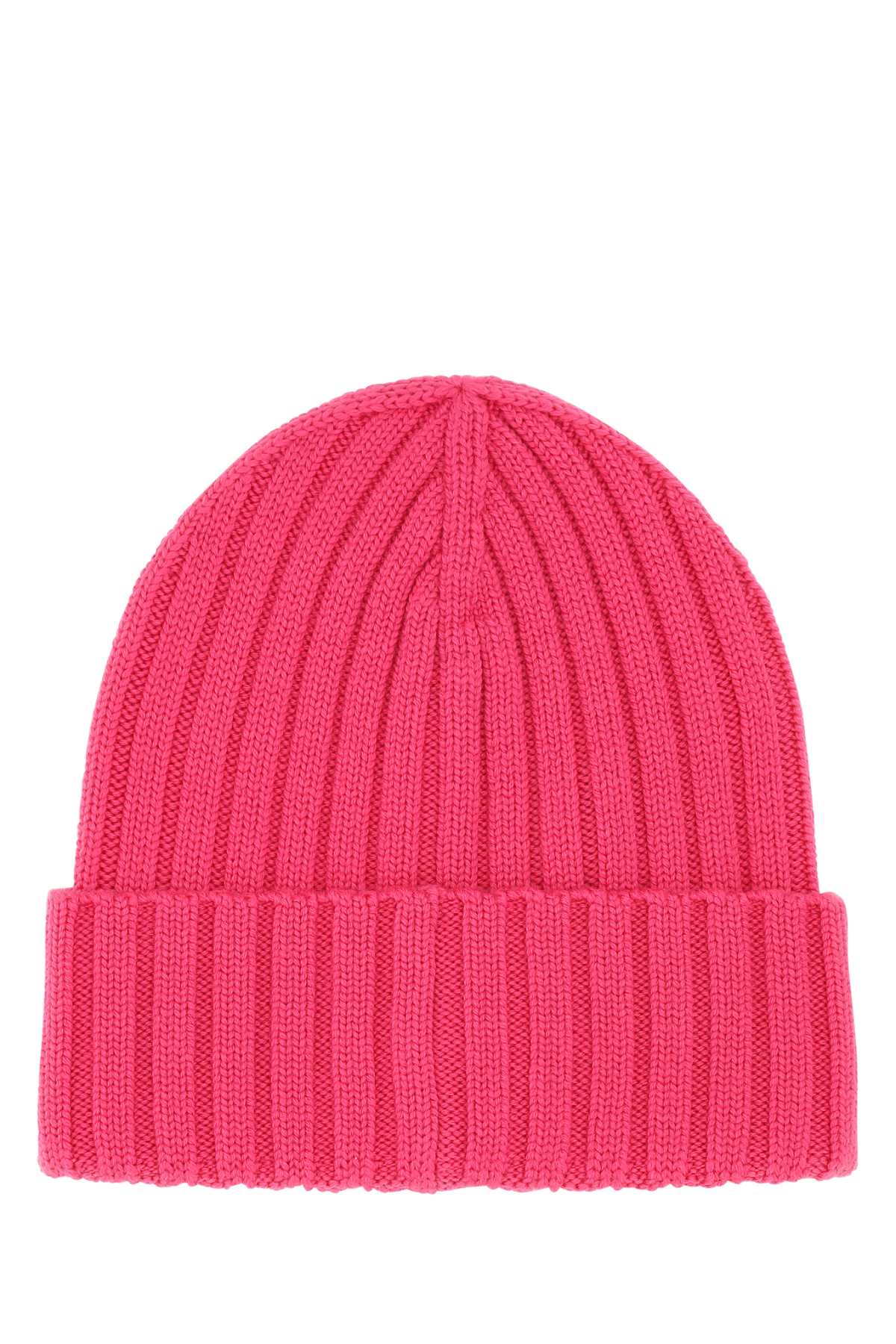 Shop Moncler Fuchsia Wool Beanie Hat