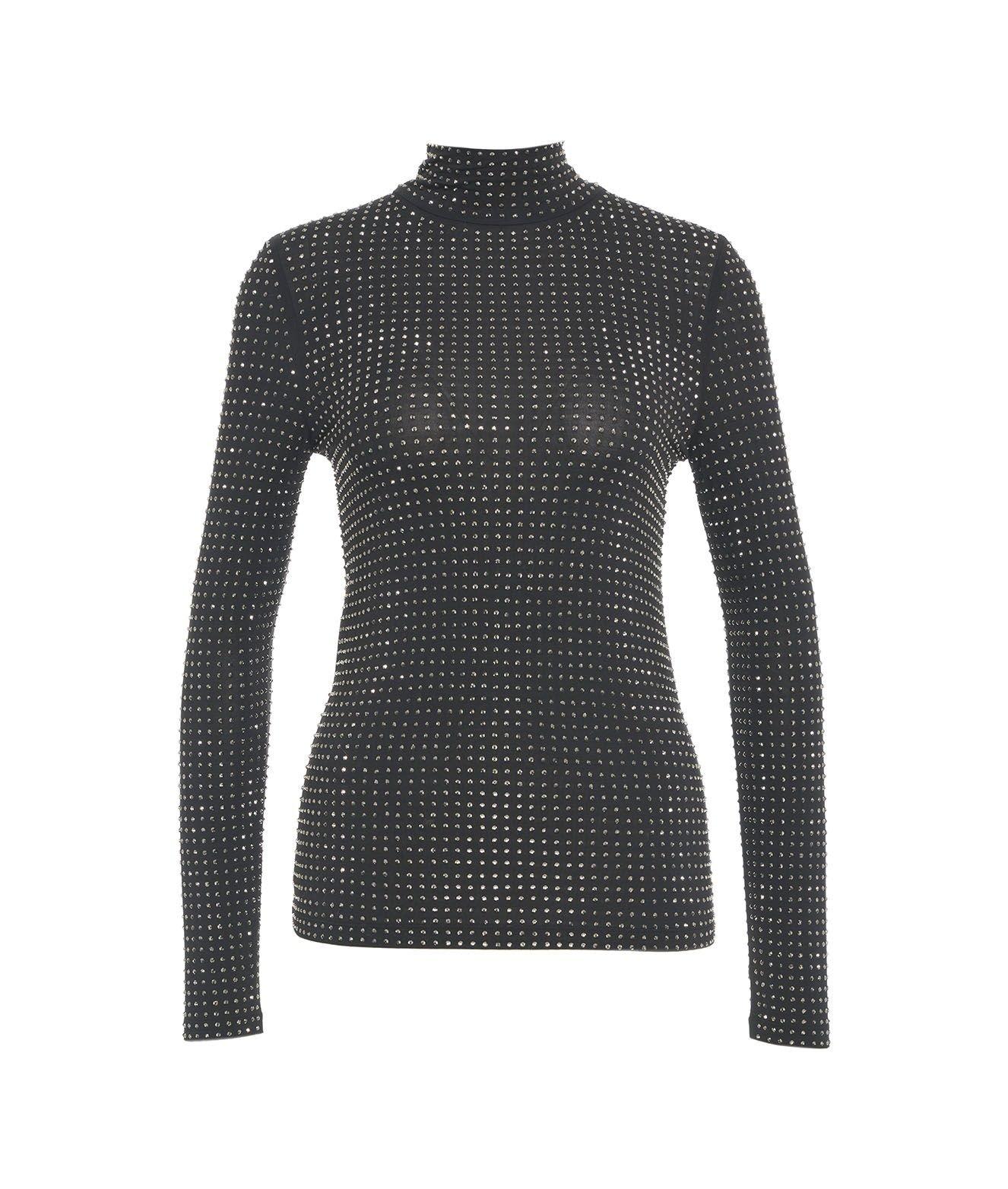 Shop Pinko Embellished Turtleneck Knitted Top In Black