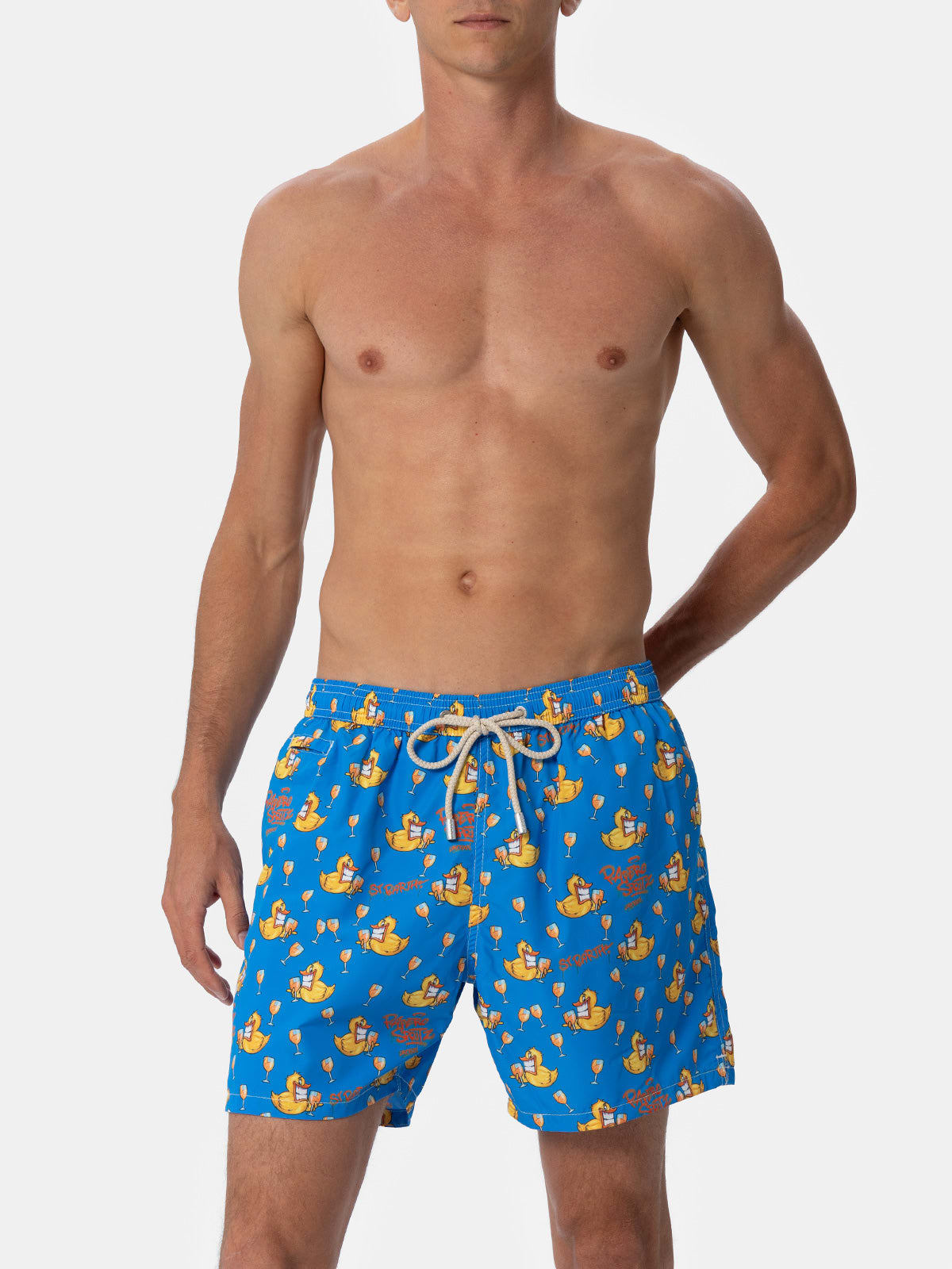 MC2 SAINT BARTH MAN LIGHTWEIGHT FABRIC SWIM-SHORTS LIGHTING MICRO FANTASY WITH DUCKY CRYPTOPUPPETS PRINT CRYPTOPUPPE 