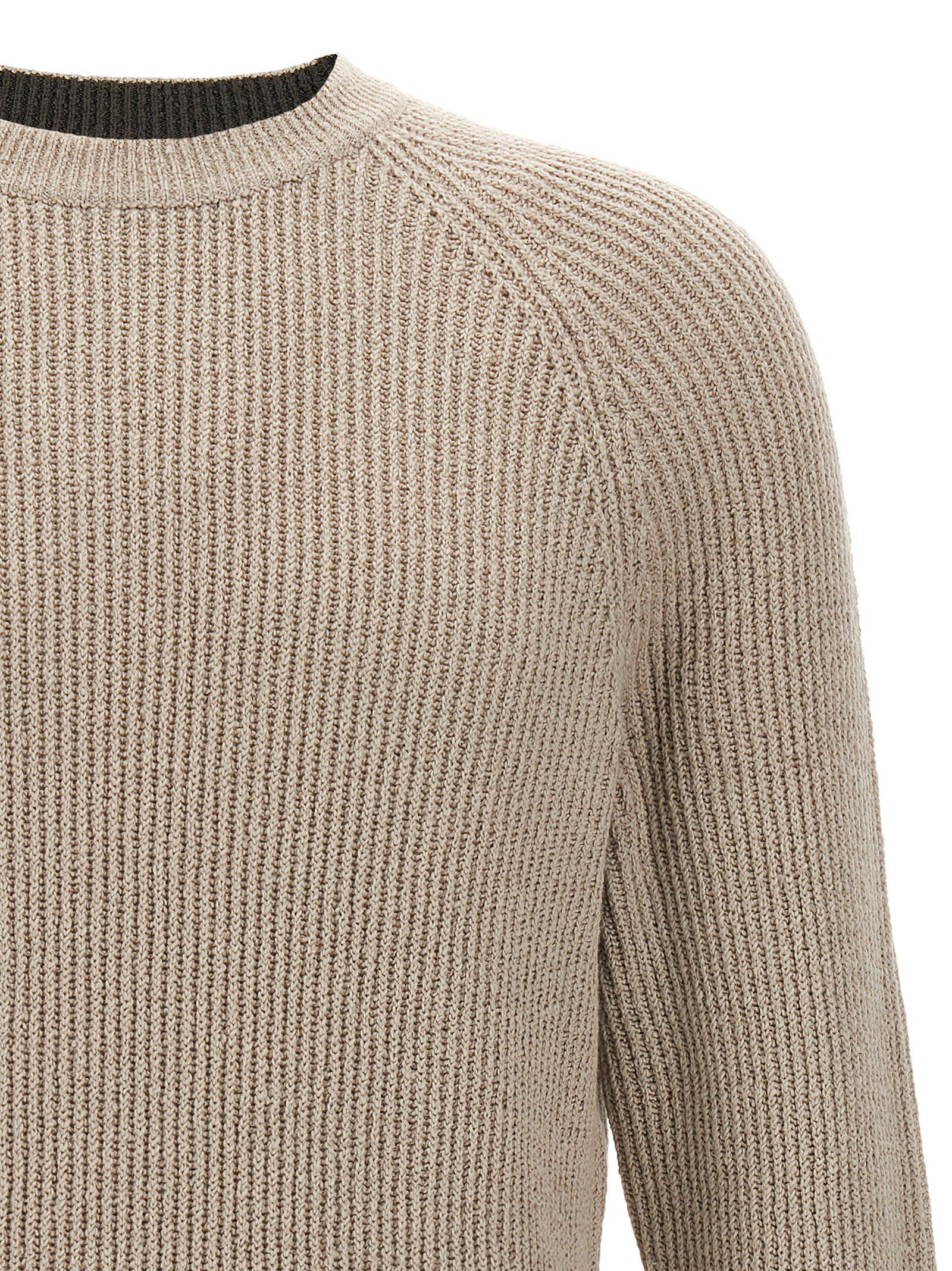 Brunello Cucinelli Ribbed Sweater Sweaters And Cardigans In Beige