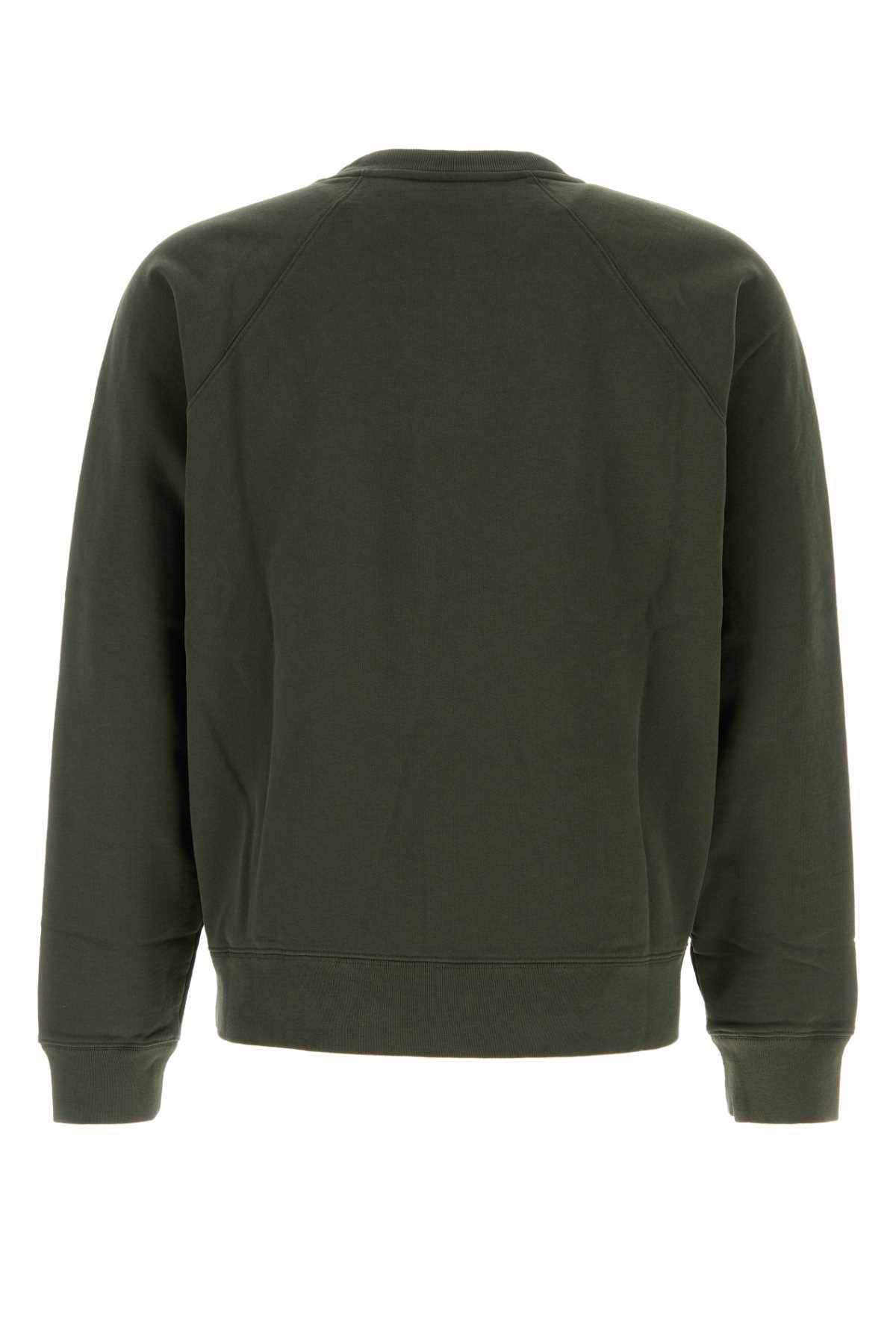 Shop Maison Kitsuné Army Green Cotton Sweatshirt In Rangergreen