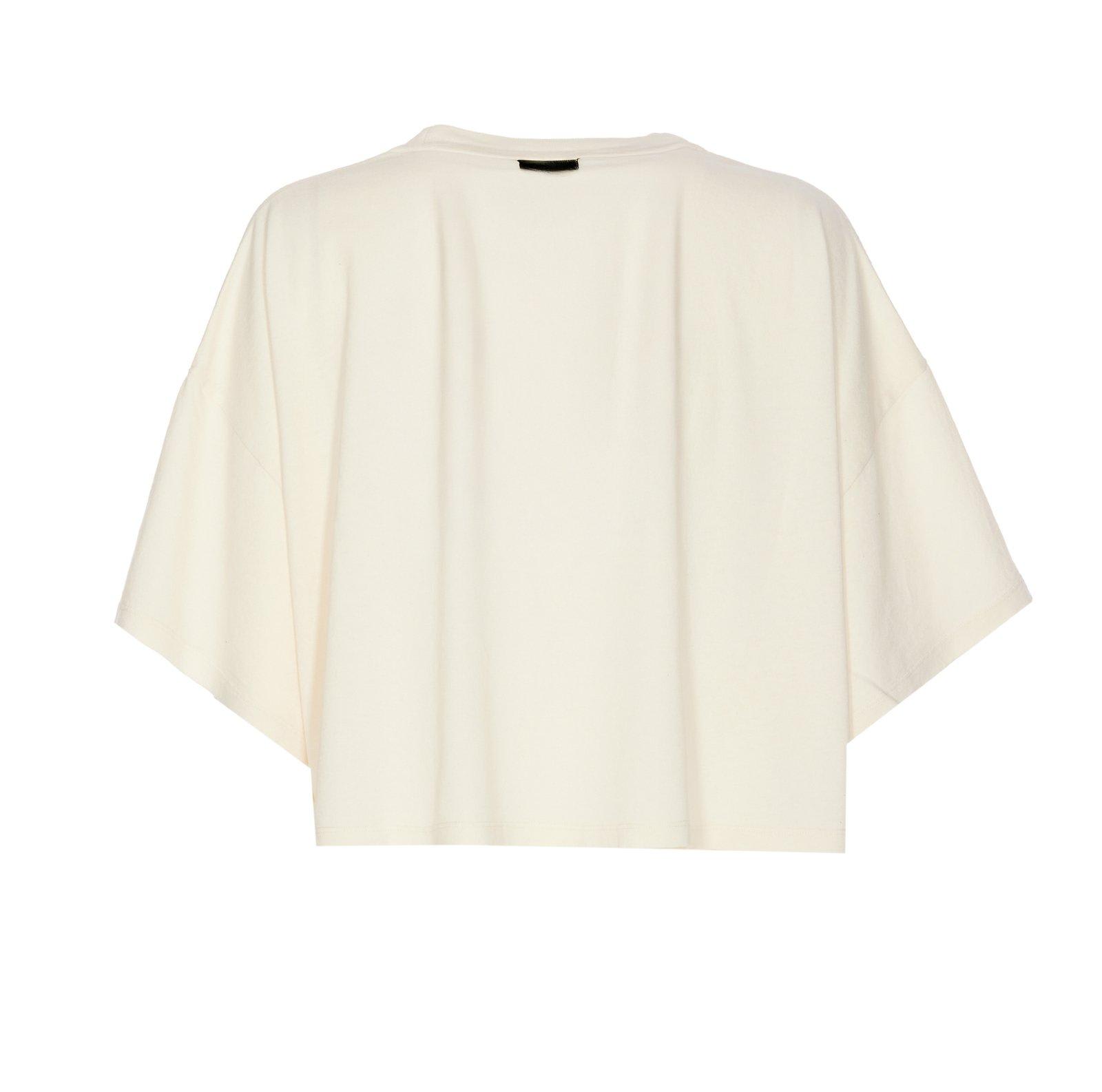 Shop Chloé Logo Detailed Oversized Cropped T-shirt In Bianco