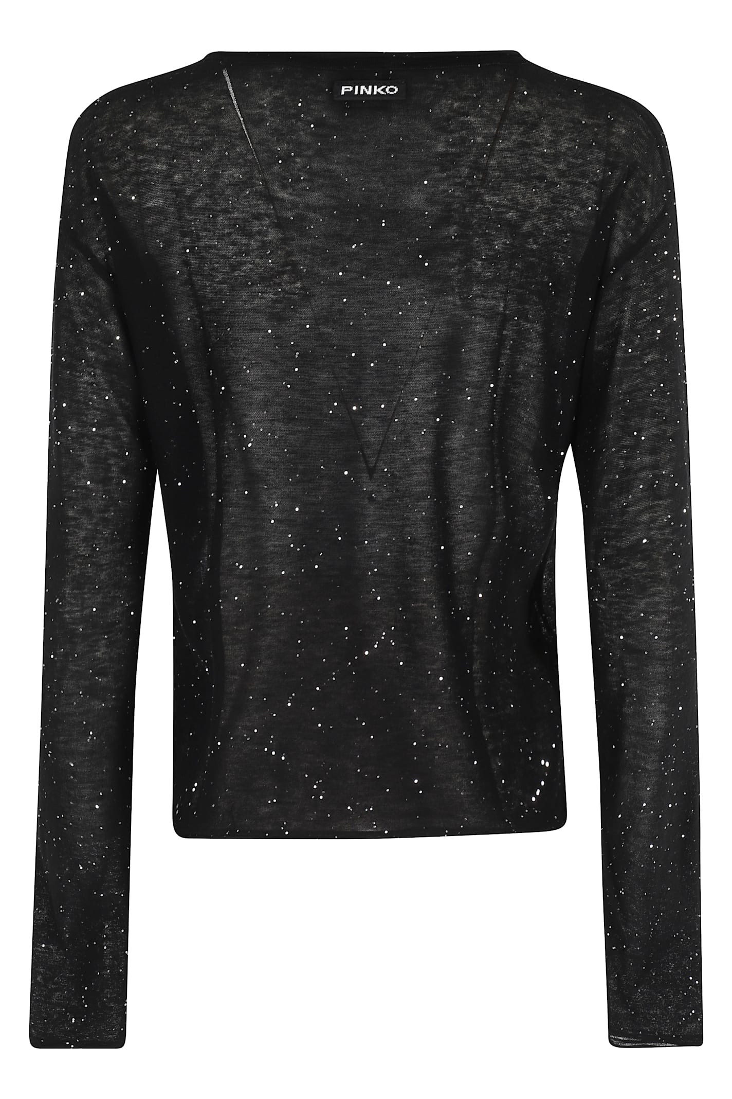Pinko Salomone V-neck Sweater With Mini Sequin Detailing In Black