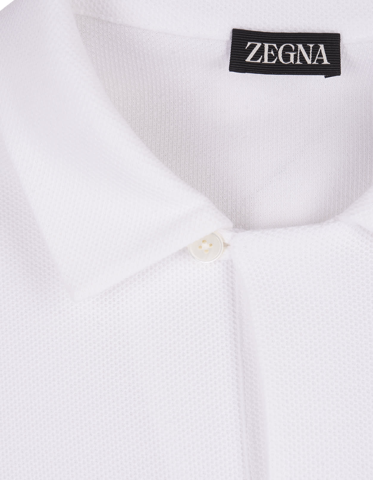 Shop Zegna White Honeycomb Cotton Polo Shirt