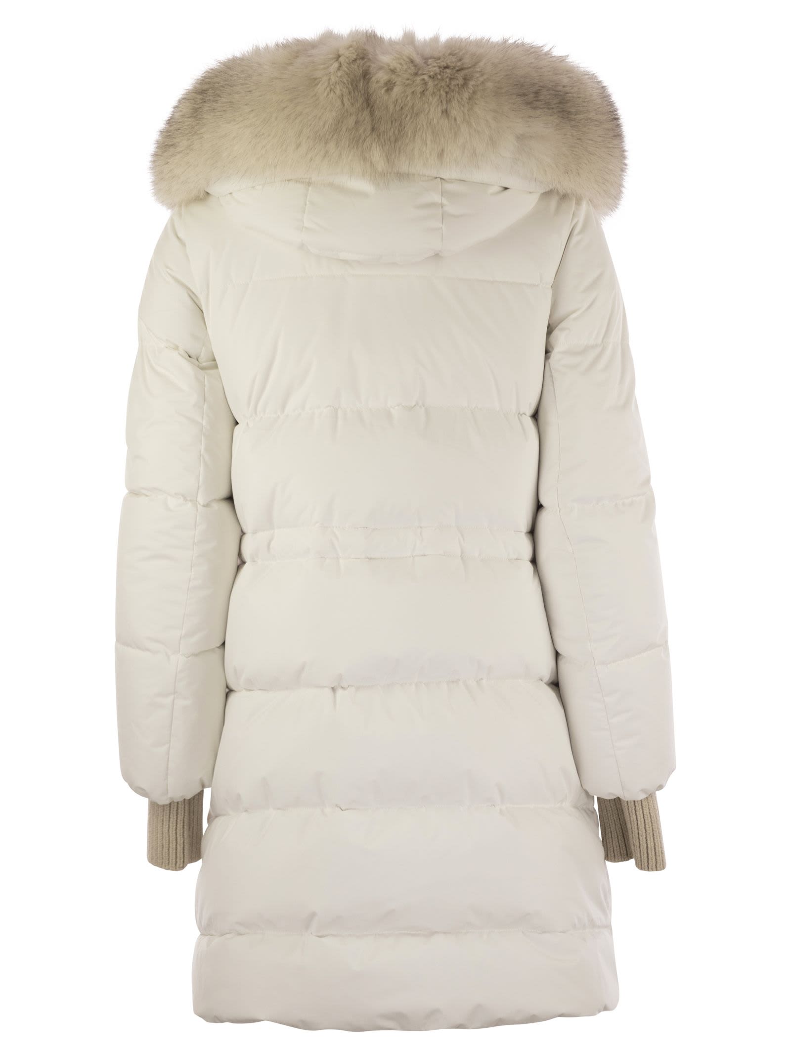 Moorer Talassa-stp - Long Down Jacket With Hood In White