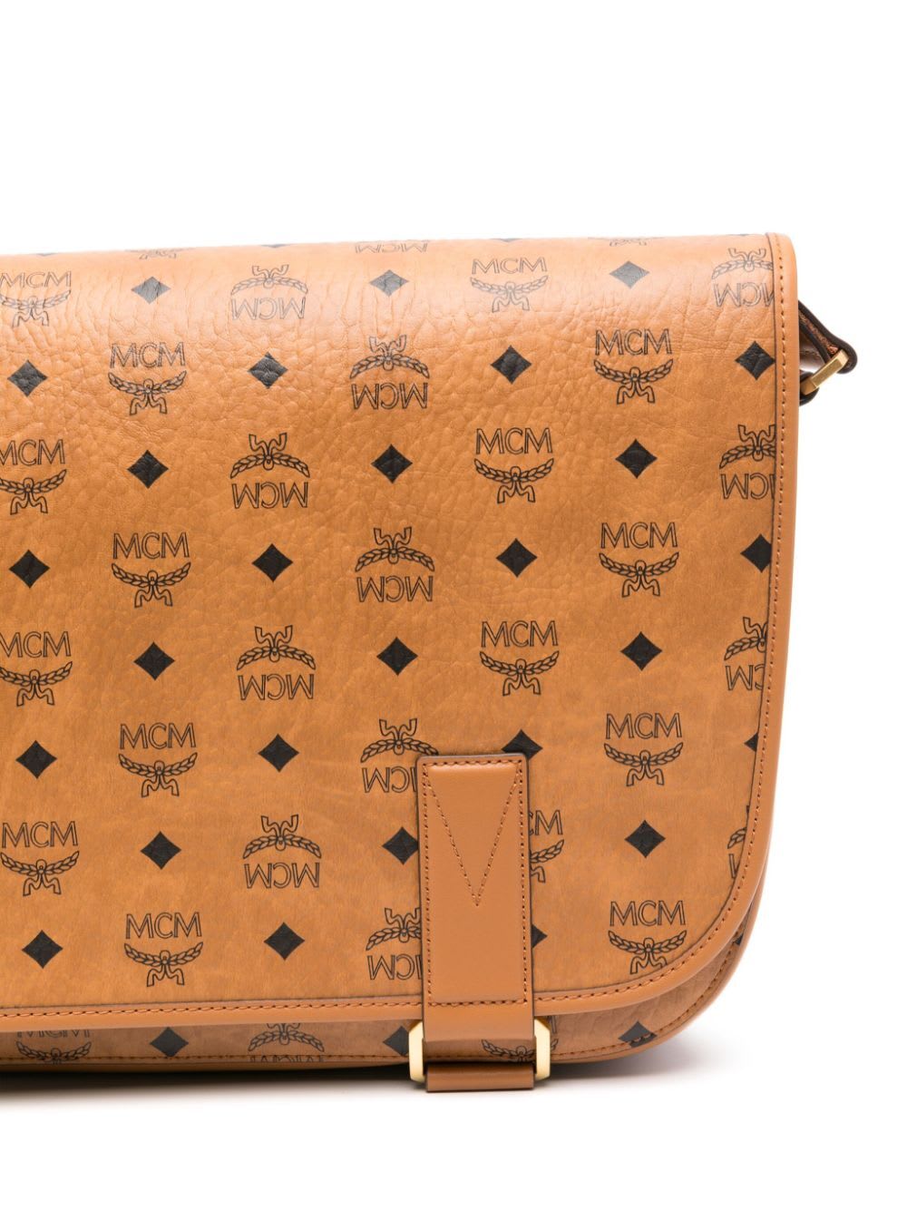 Shop Mcm Aren Vi Messenger Medium In Cognac