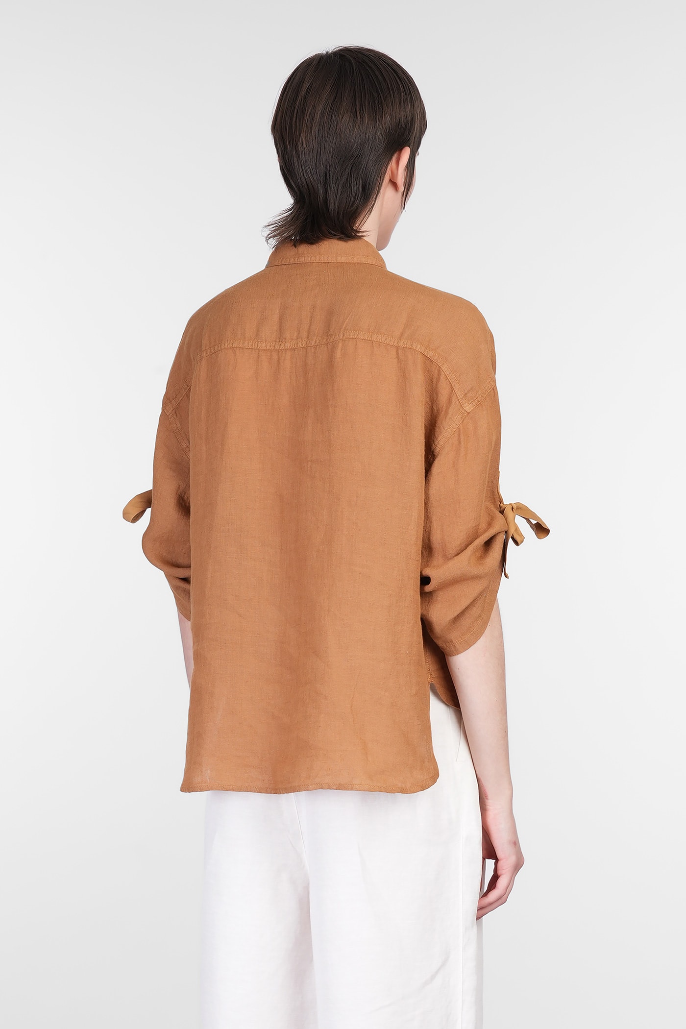 120% Lino Shirt In Brown Linen