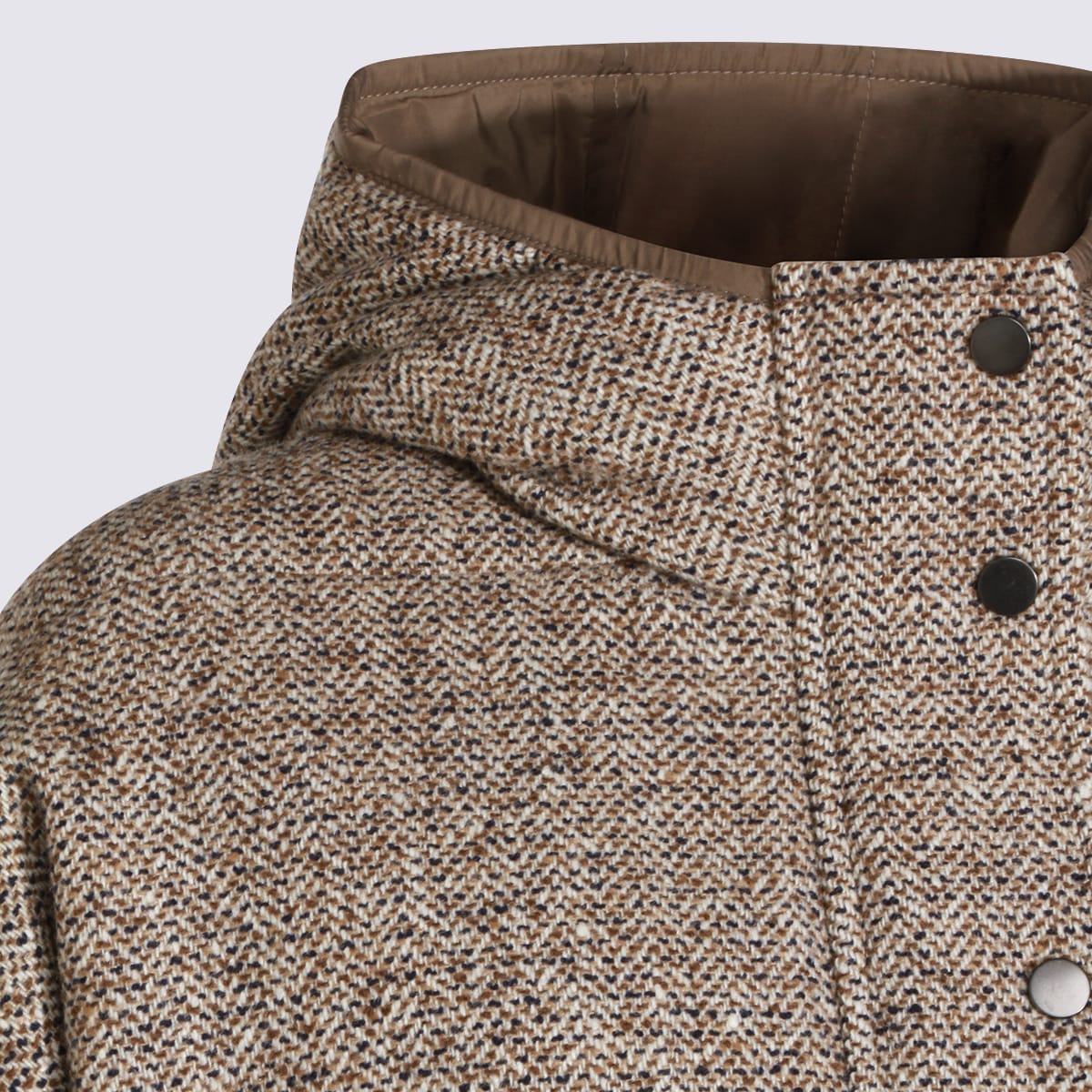 Brunello Cucinelli Beige Wool Down Jacket In Multi