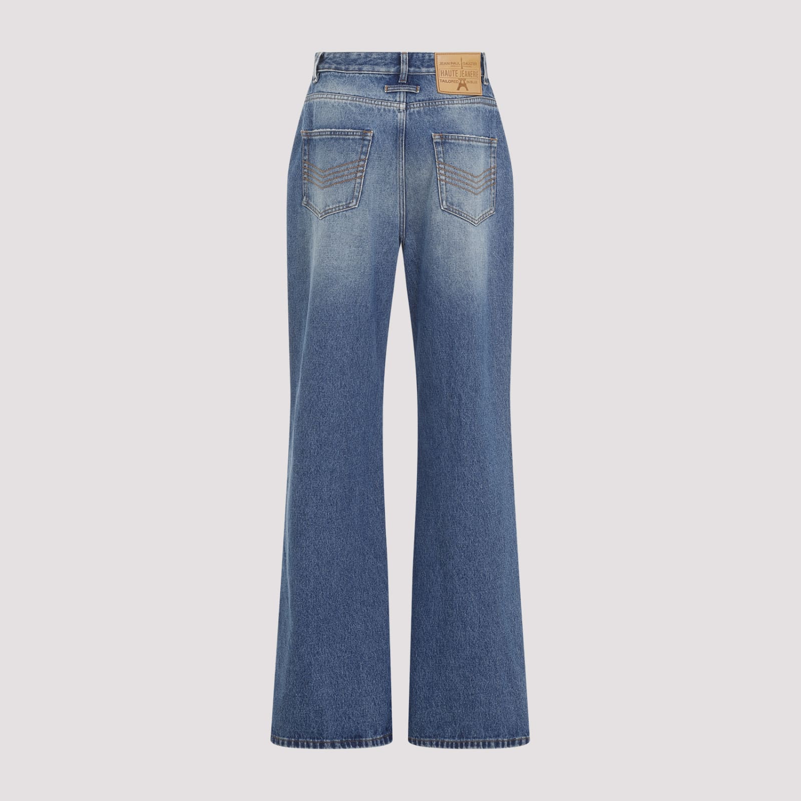 Shop Jean Paul Gaultier One Leg Buttons Detail Jeans In Vintageblue