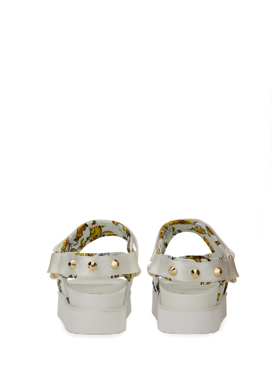 Shop Versace Jeans Couture Sandal With Logo In White