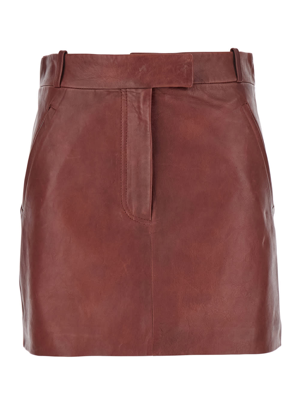 Shop Tela Helen Leather Skirt In Bordeaux