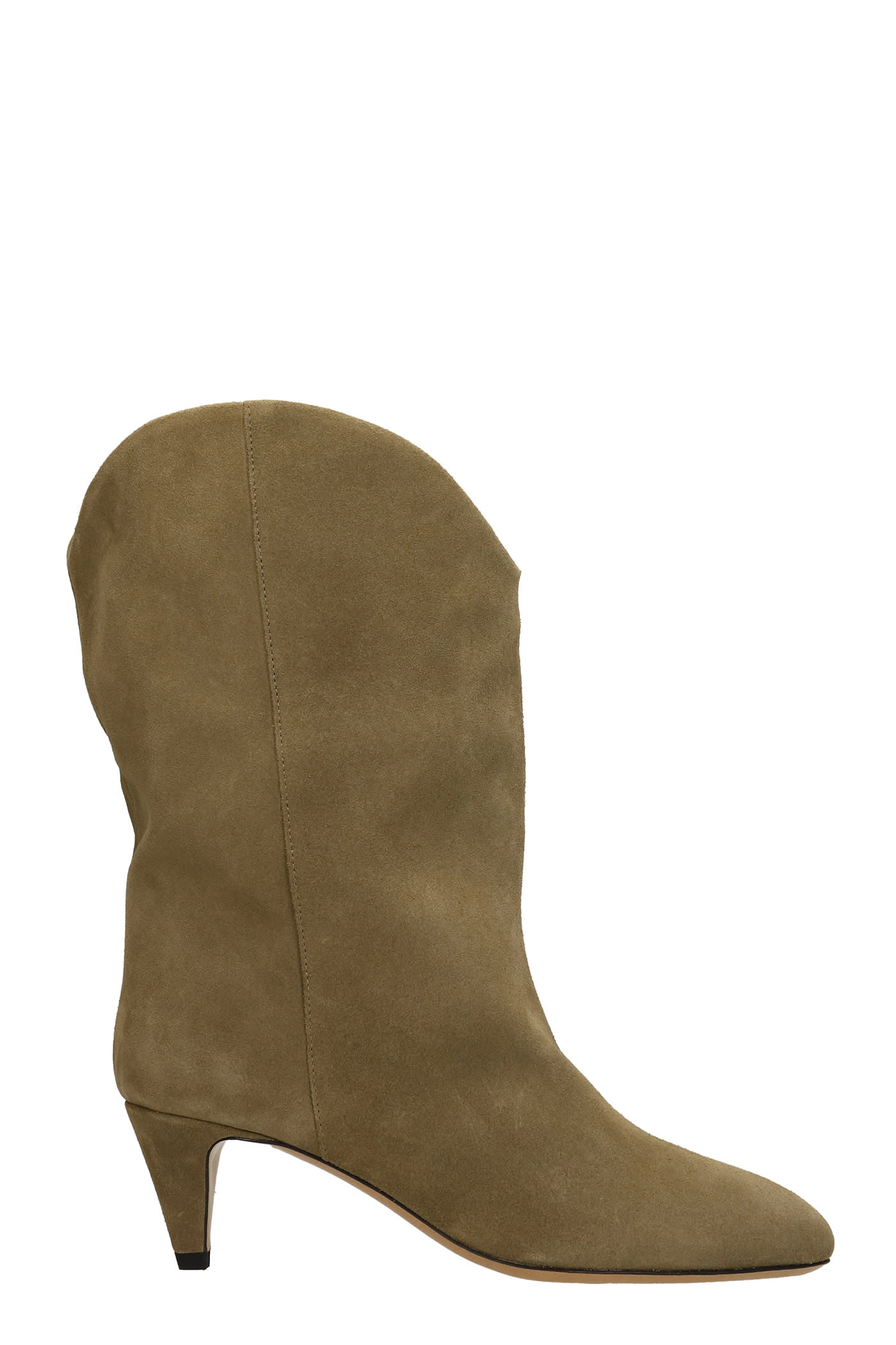 Isabel Marant Dernee High Heels Ankle Boots In Taupe Suede