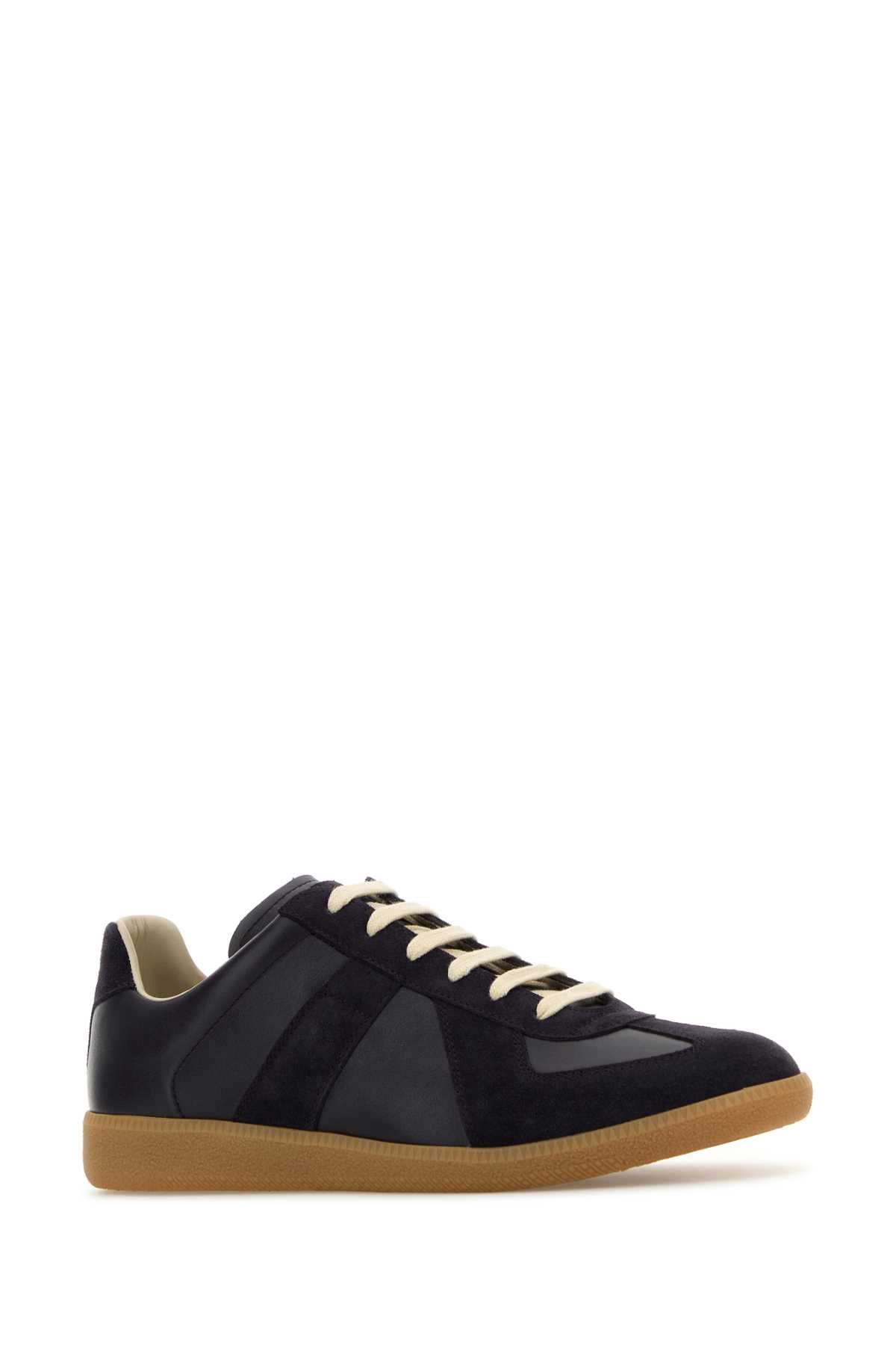 Shop Maison Margiela Aubergine Leather Replica Sneakers