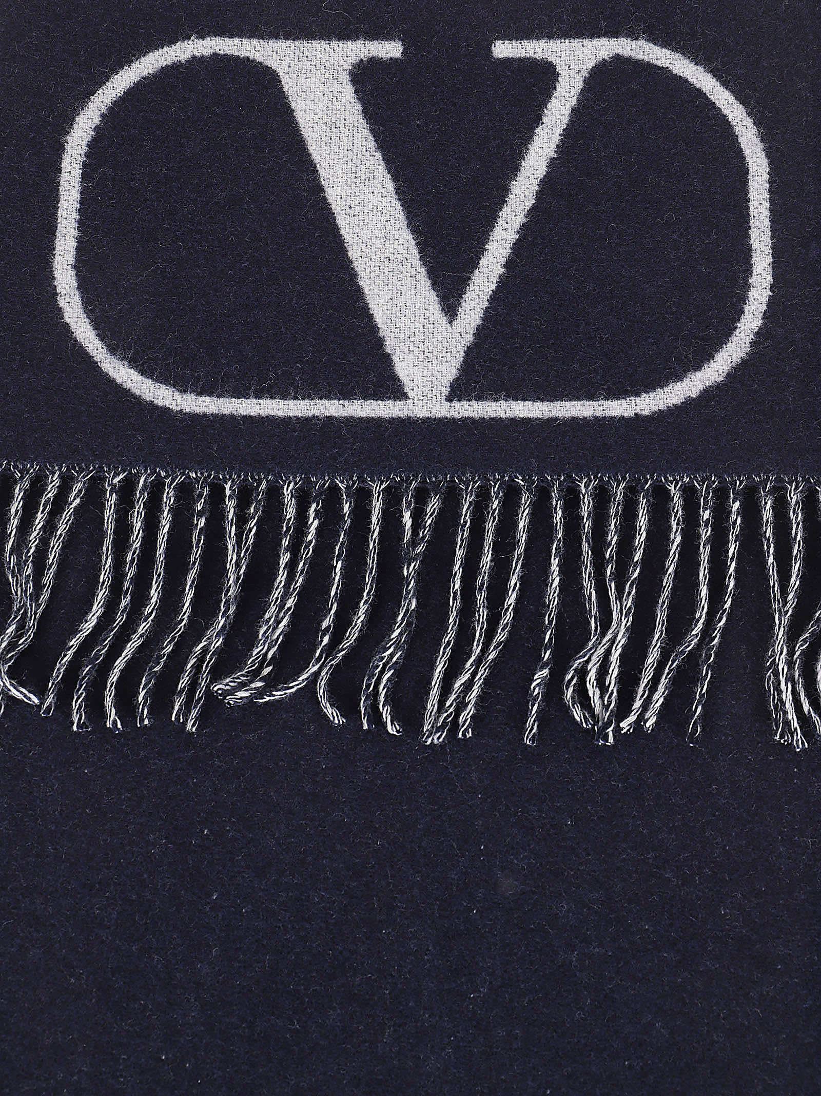 Shop Valentino Scarf Vlogo Signature In Navy Bianco