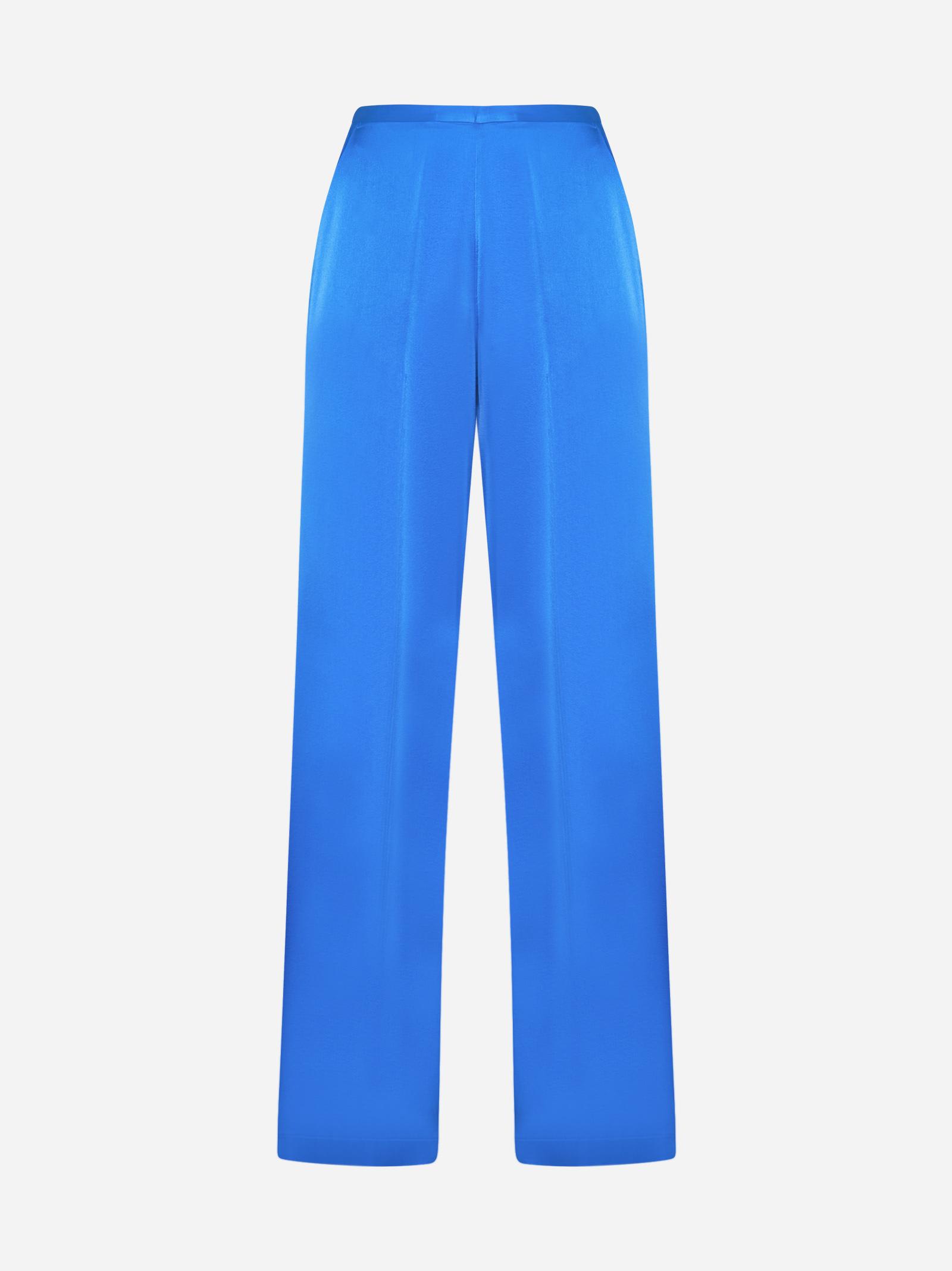 Shop Forte Forte Silk Satin Trousers In Electric