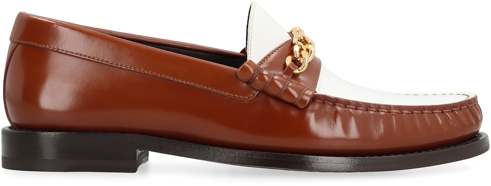 Celine Luco Leather Loafers In Brown